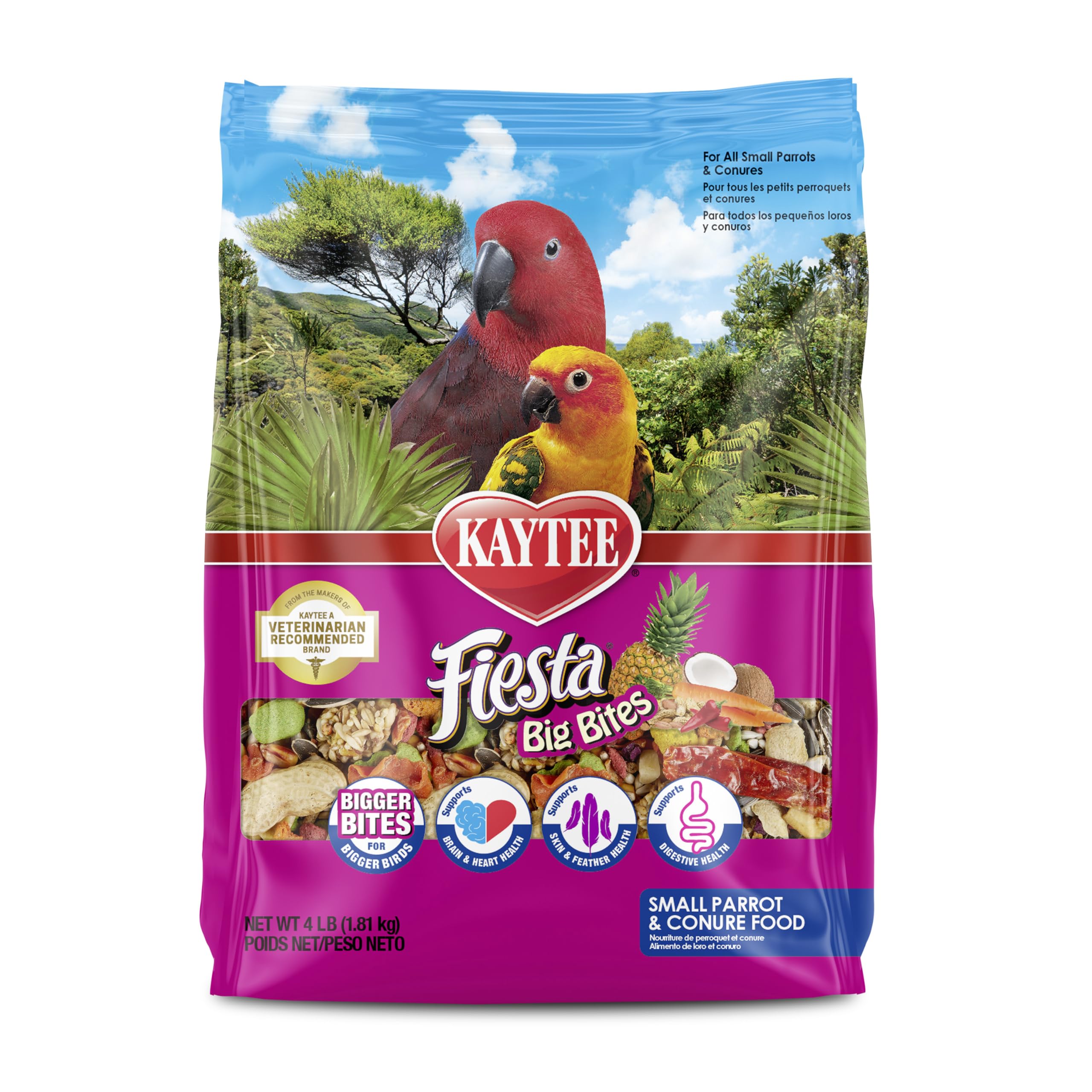 Envase Kaytee Fiesta Big Bites de 4 libras para aves grandes y listas para servir