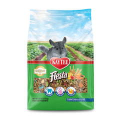 Kaytee Fiesta Chinchilla Food con variedad de frutas y verduras para una dieta equilibrada.