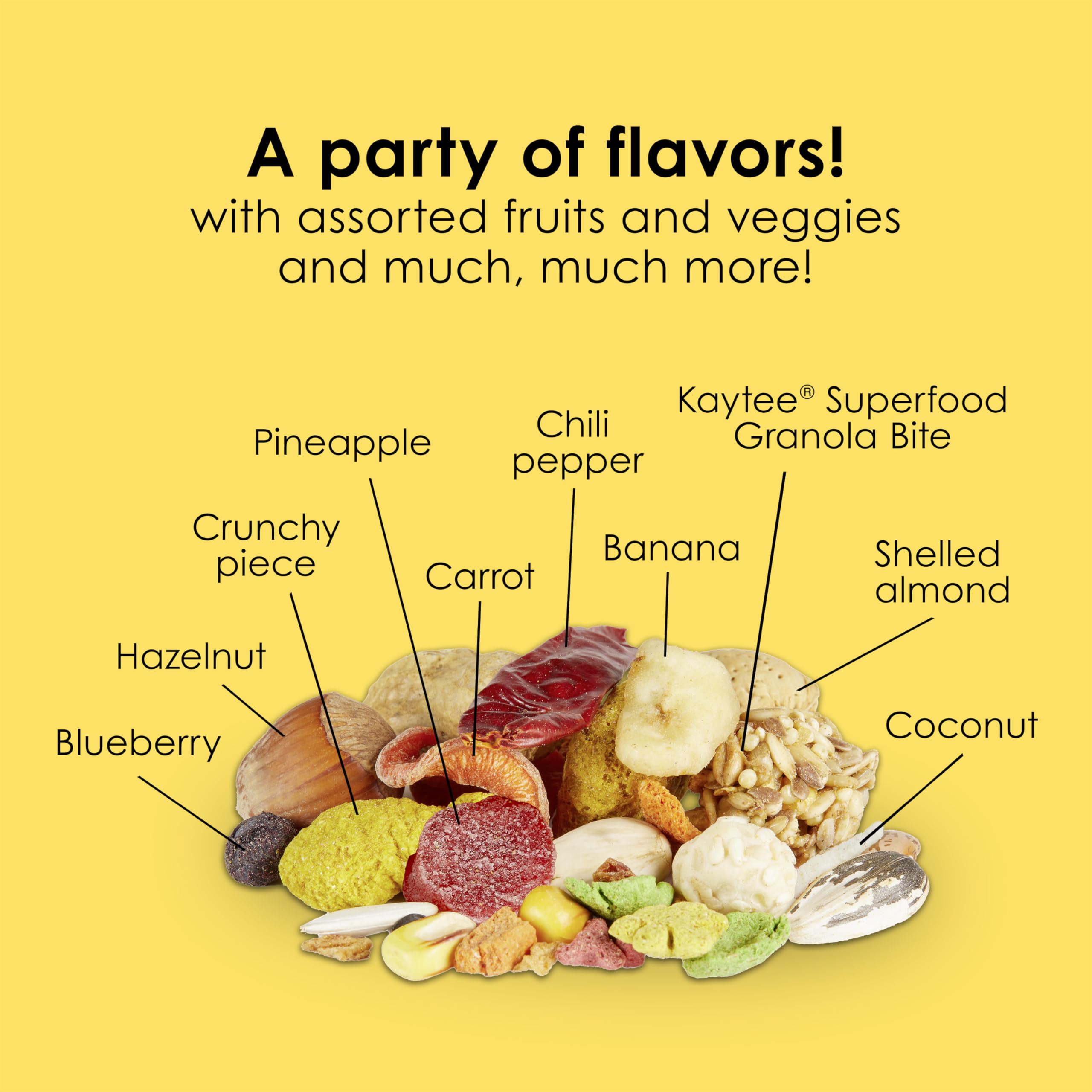 La dieta enriquecida Kaytee Fiesta favorece digestión, cerebro y corazón del guacamayo.