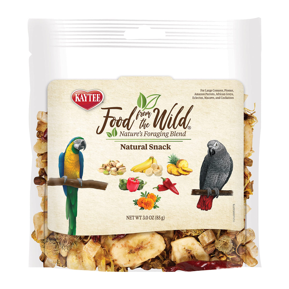 Kaytee Food From The Wild: plátano deshidratado, snack para aves medianas y grandes.