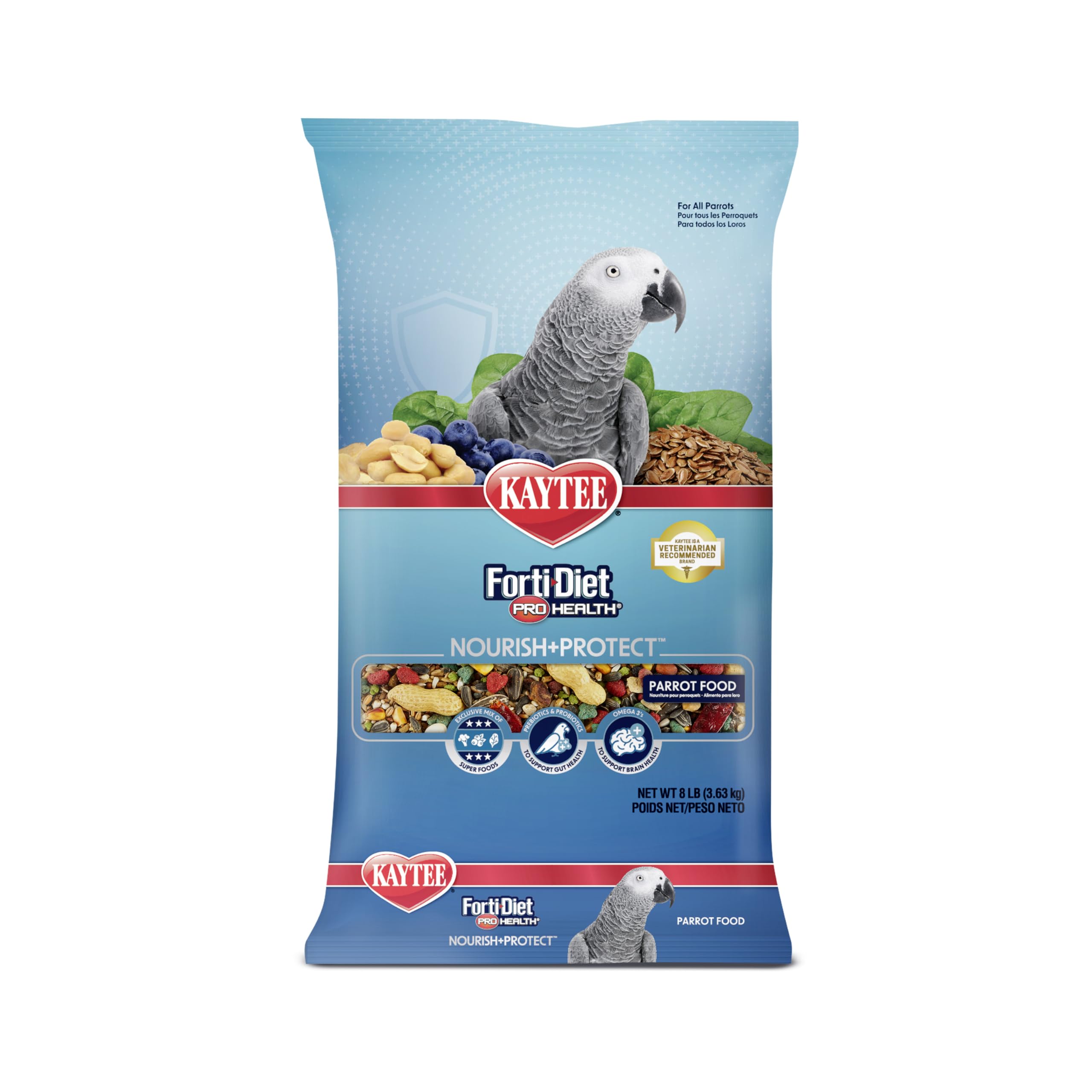 Kaytee Forti-Diet Pro Health para loros, bolsa de 8 lb para nutrición balanceada.