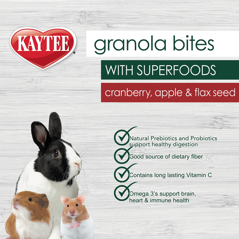 Kaytee Granola Bites texturas divertidas para fomentar la curiosidad y el juego.