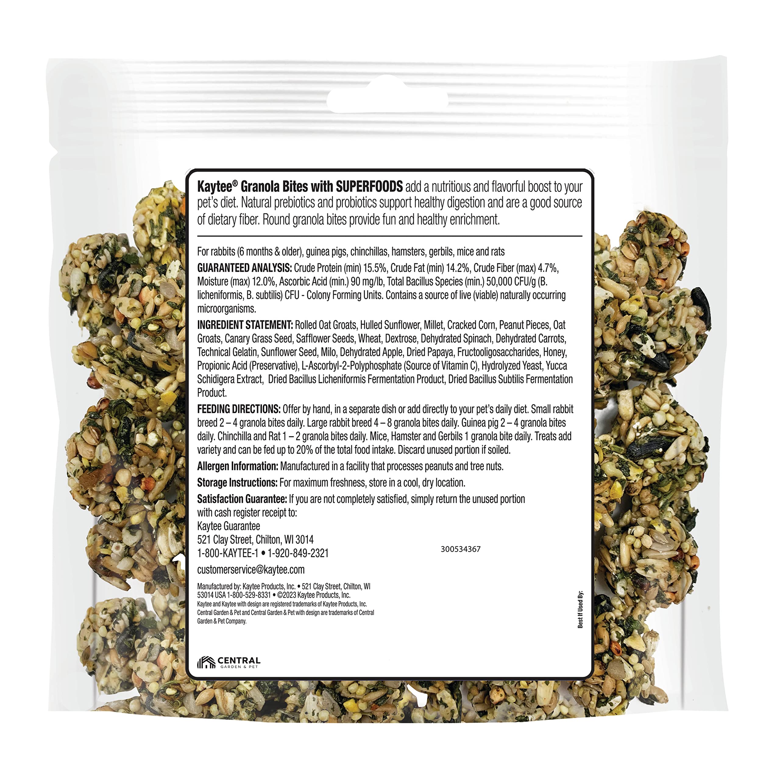 Kaytee Granola Bites, snack para mascotas pequeñas, juego y alimentación