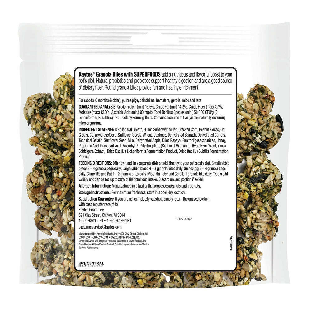 Kaytee Granola Bites, snack para mascotas pequeñas, juego y alimentación
