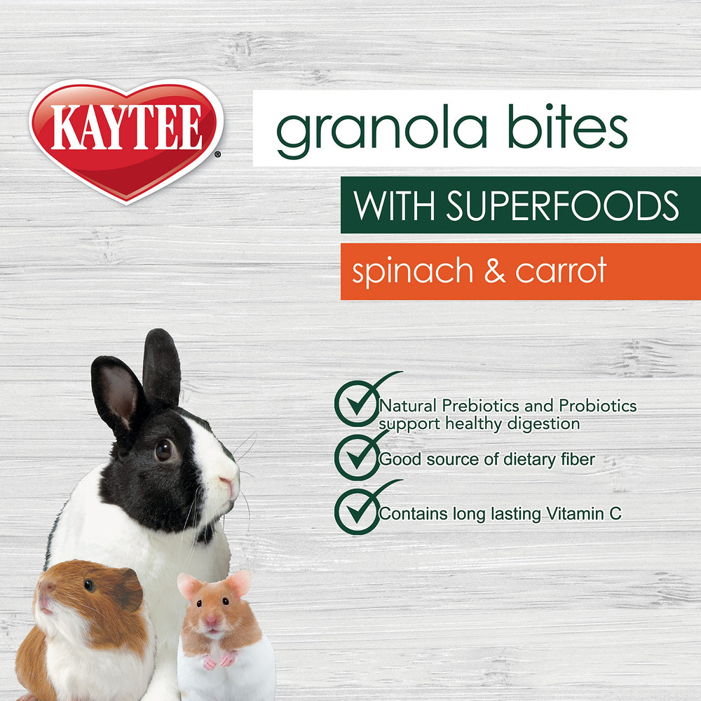 Kaytee Granola Bites, mezcla de espinaca y zanahoria, superalimentos naturales