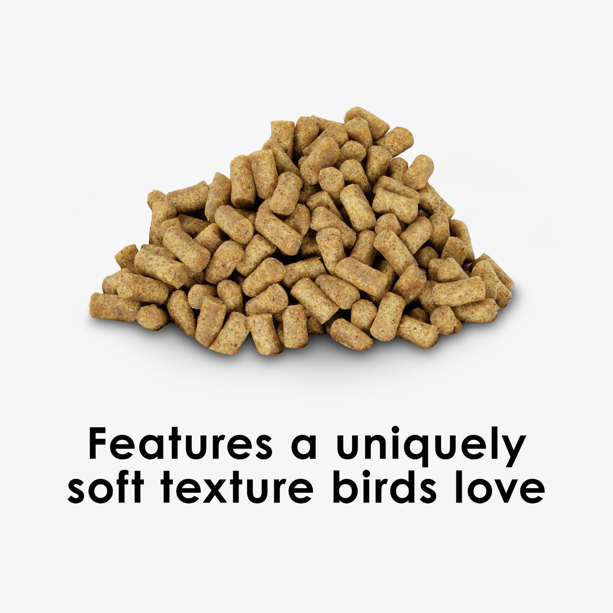 Kaytee Nutri Soft loros y cacatúas comiendo granulos suaves, porciones diseñadas para aves exigentes.