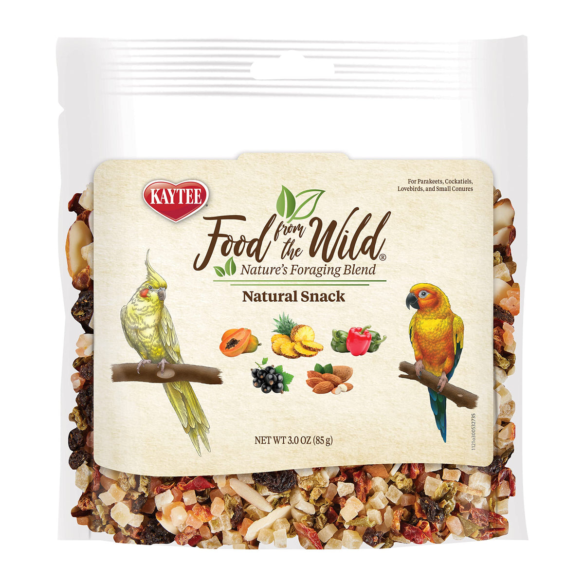 Kaytee Snack Natural del Hábitat para Aves de Mascota: empaque práctico para almacenamiento.