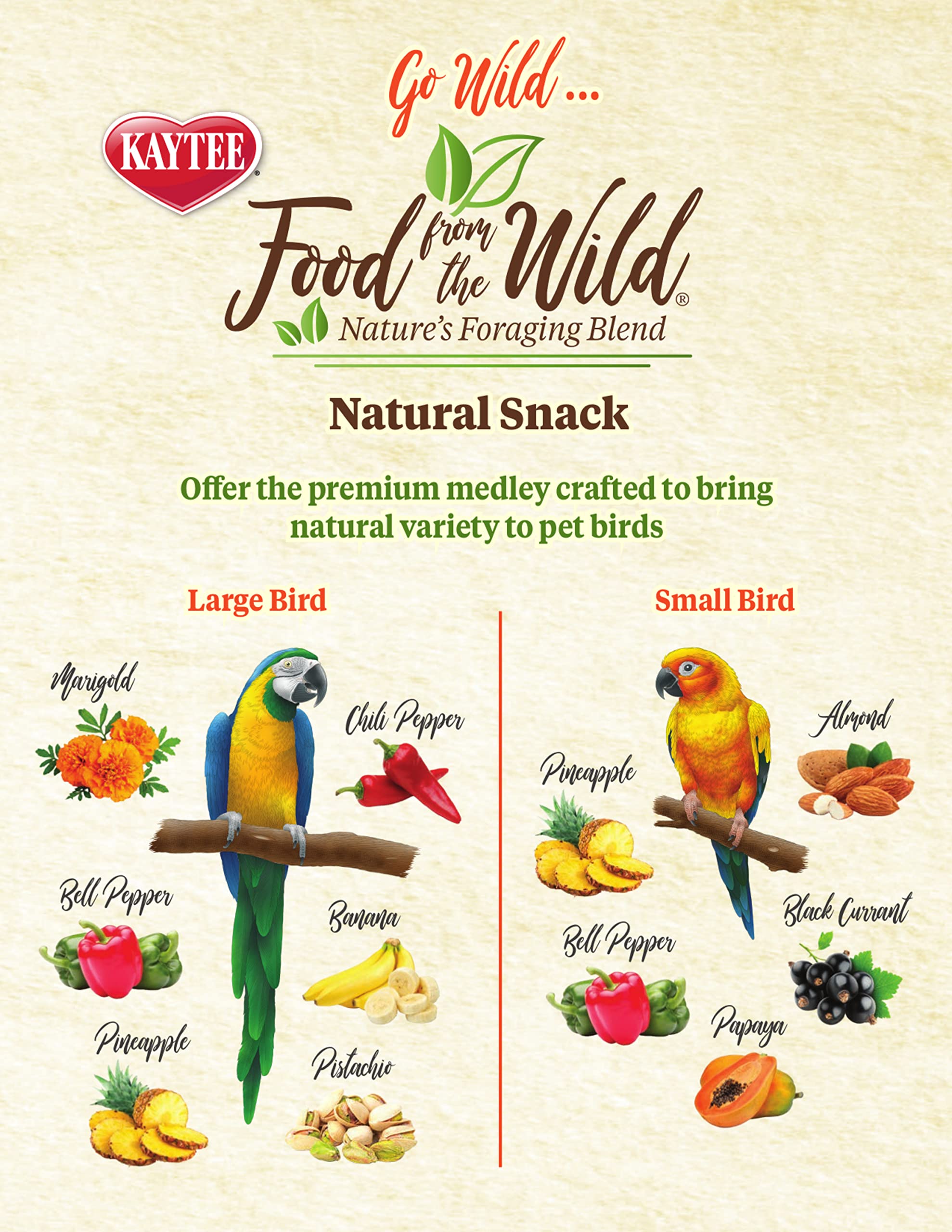 Kaytee Snack Natural del Hábitat: ideal para periquitos y aves pequeñas.