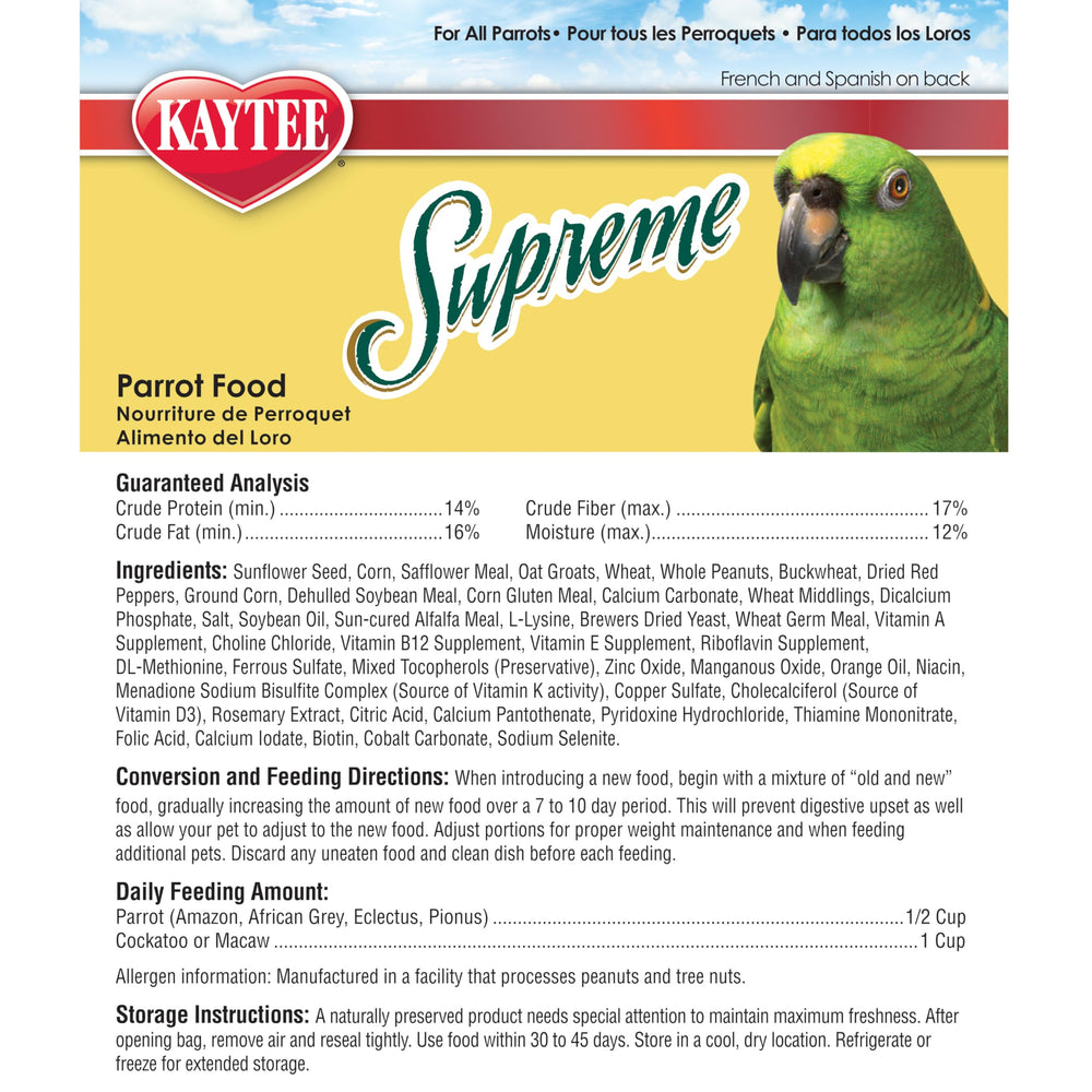 Kaytee Supreme recomendado por veterinarios para loros