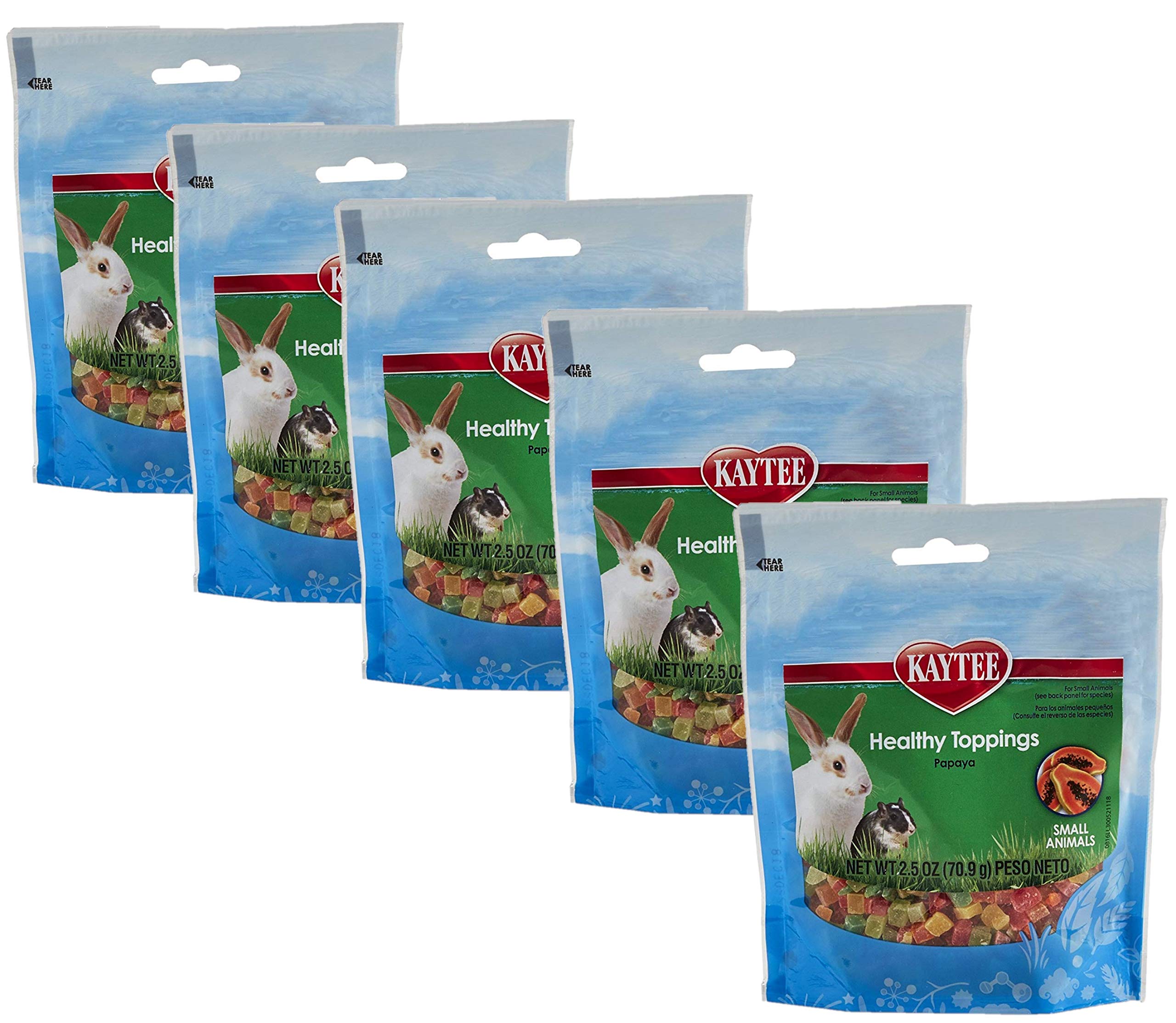 Kaytee Healthy Toppings Papaya: snack saludable en porciones pequeñas para mascotas.