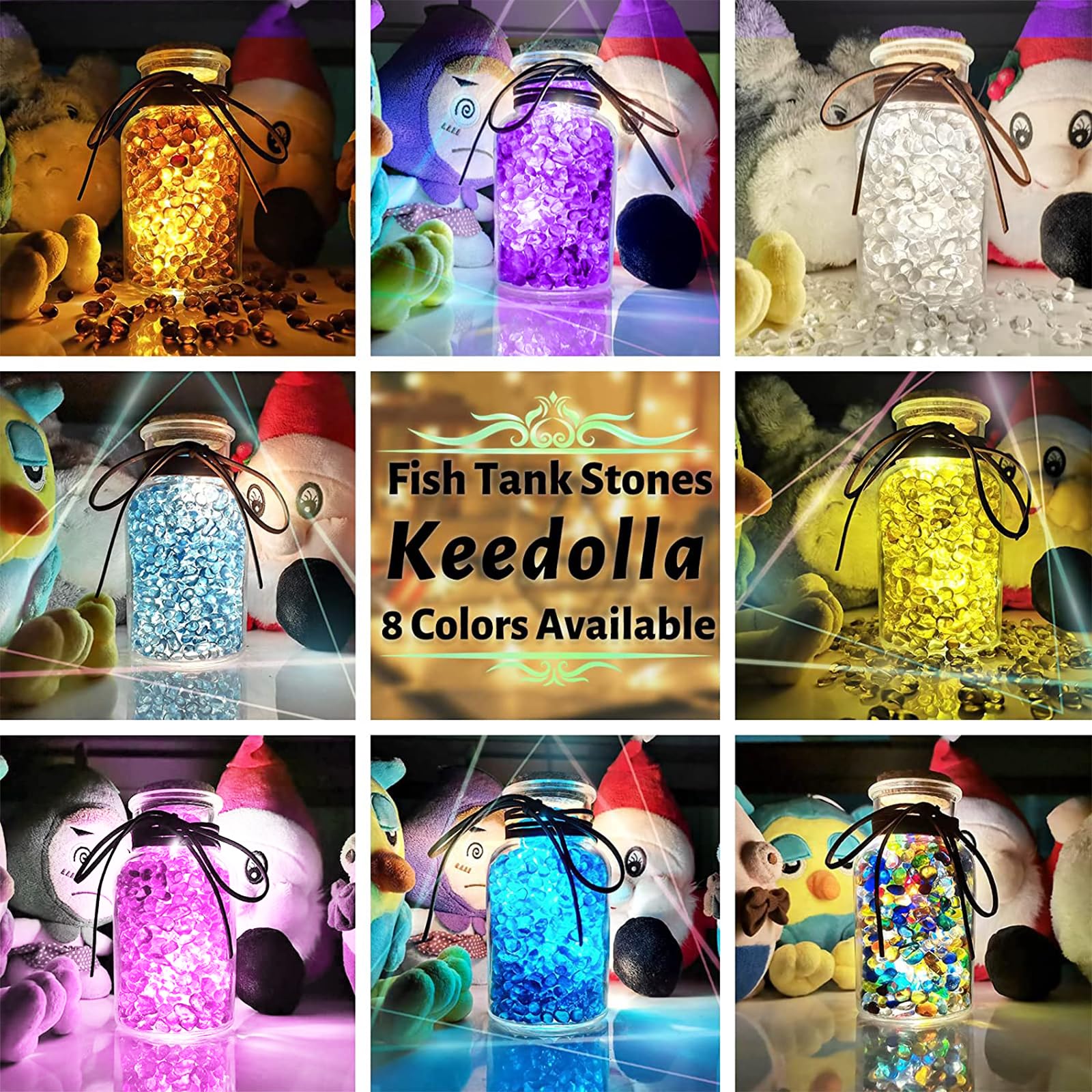 Keedolla piedras decorativas verdes para acuario, resistentes y fáciles de limpiar