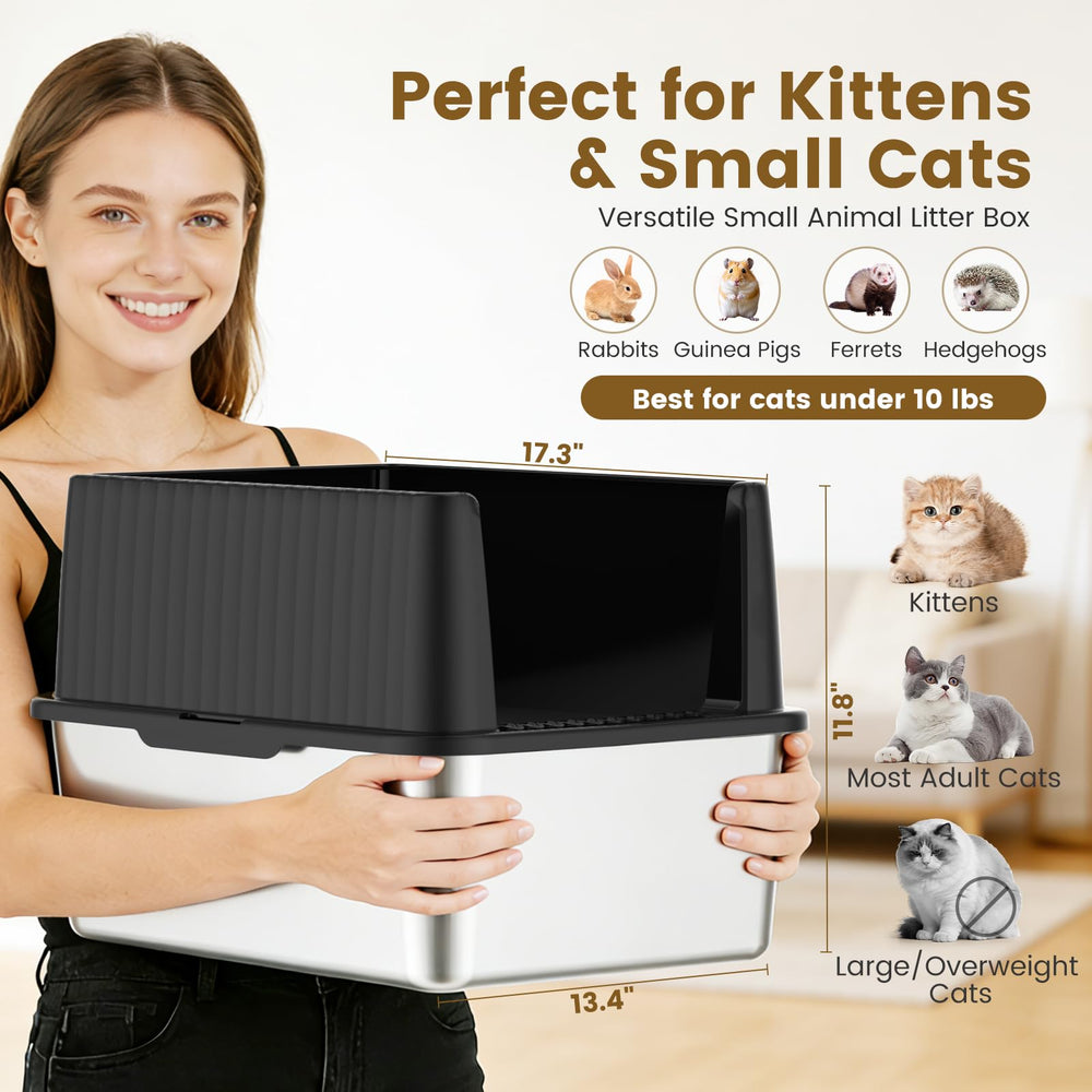 Keeyova bandeja para gato entrada baja ideal para gatitos y gatos pequeños.