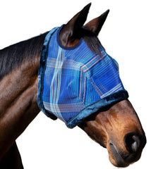 Kensington UV Fly Mask con borde de felpa: tacto suave y protección facial para caballos.