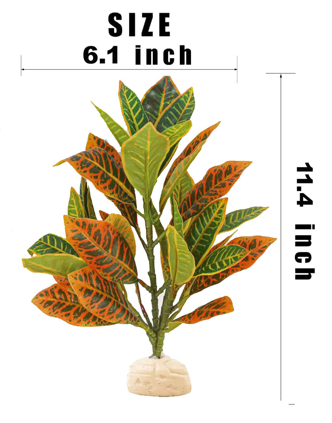 KERUIDENG plantas reptil con base pesada de resina para estabilidad en terrario.