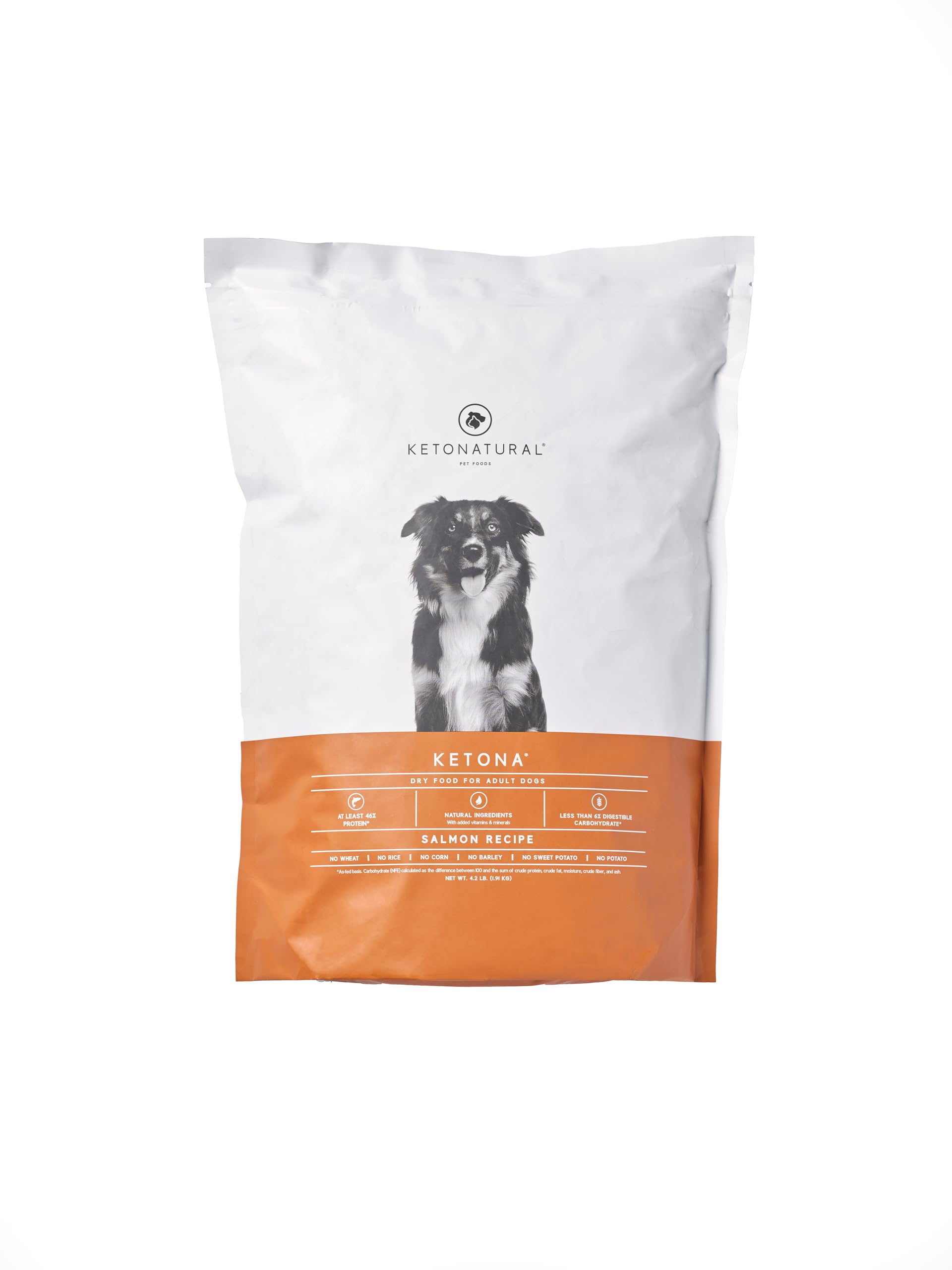 Ketona Salmon Recipe, presentación de comida seca con alto contenido proteico para perros.