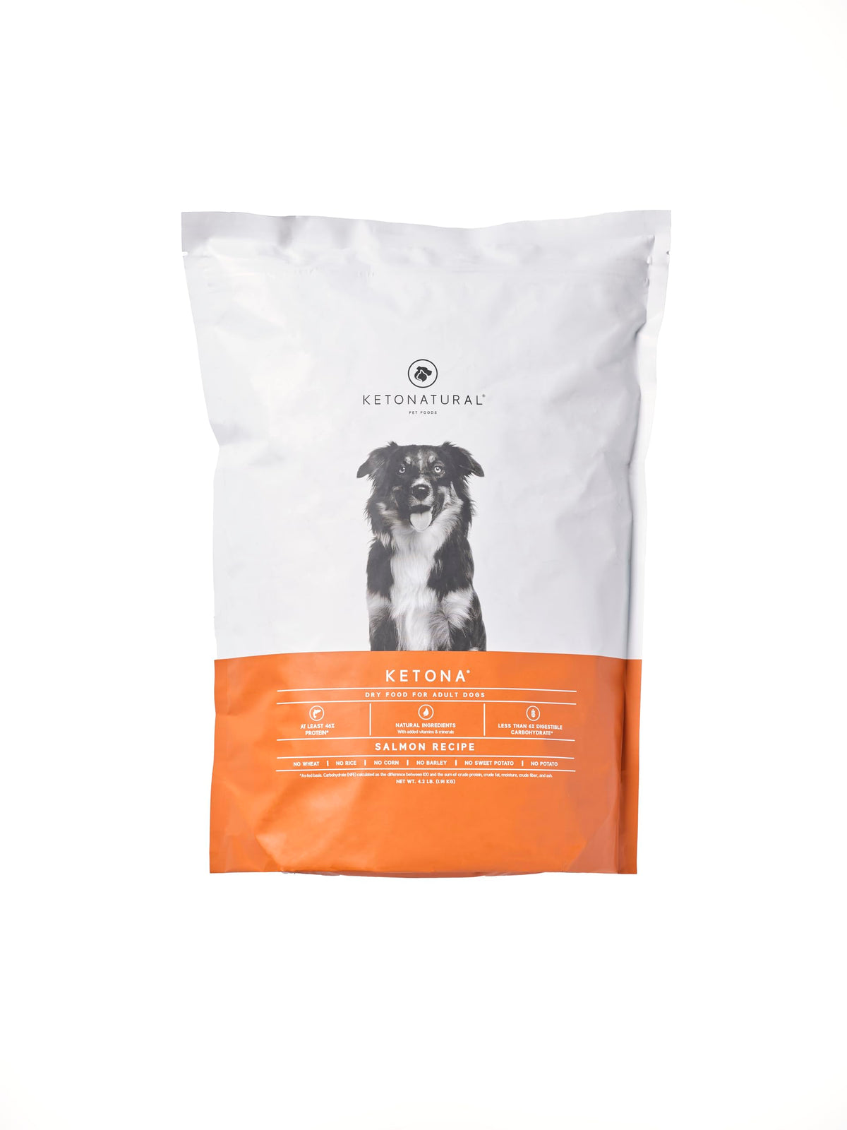 Ketona Salmon Recipe, presentación de comida seca con alto contenido proteico para perros.