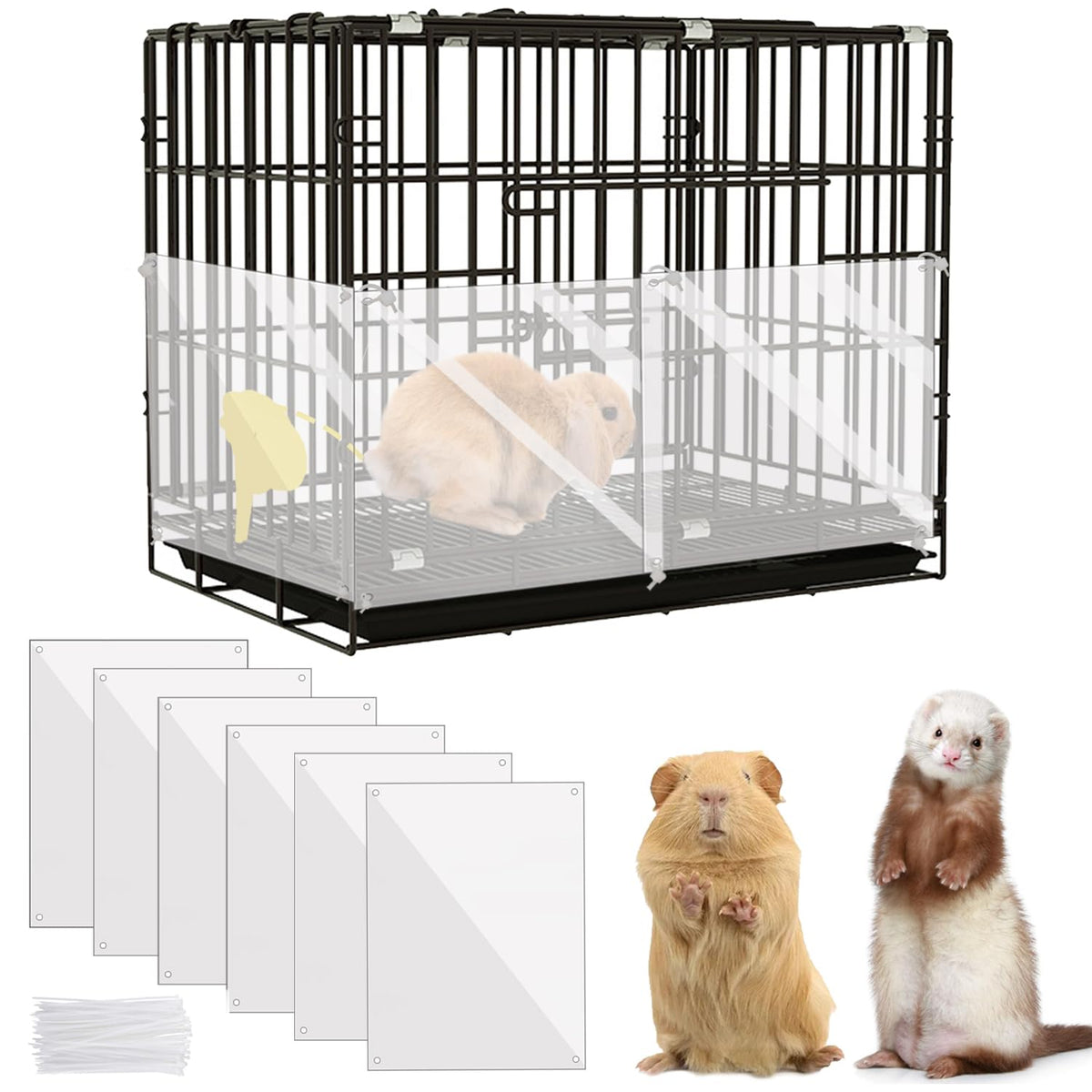 KEYIDE forro jaula plástico transparente conejo, fácil observación del animal