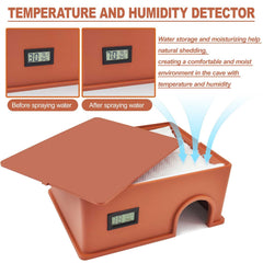 Reptil Hide de KFPSHLQE con sensor de temperatura y humedad para monitoreo.