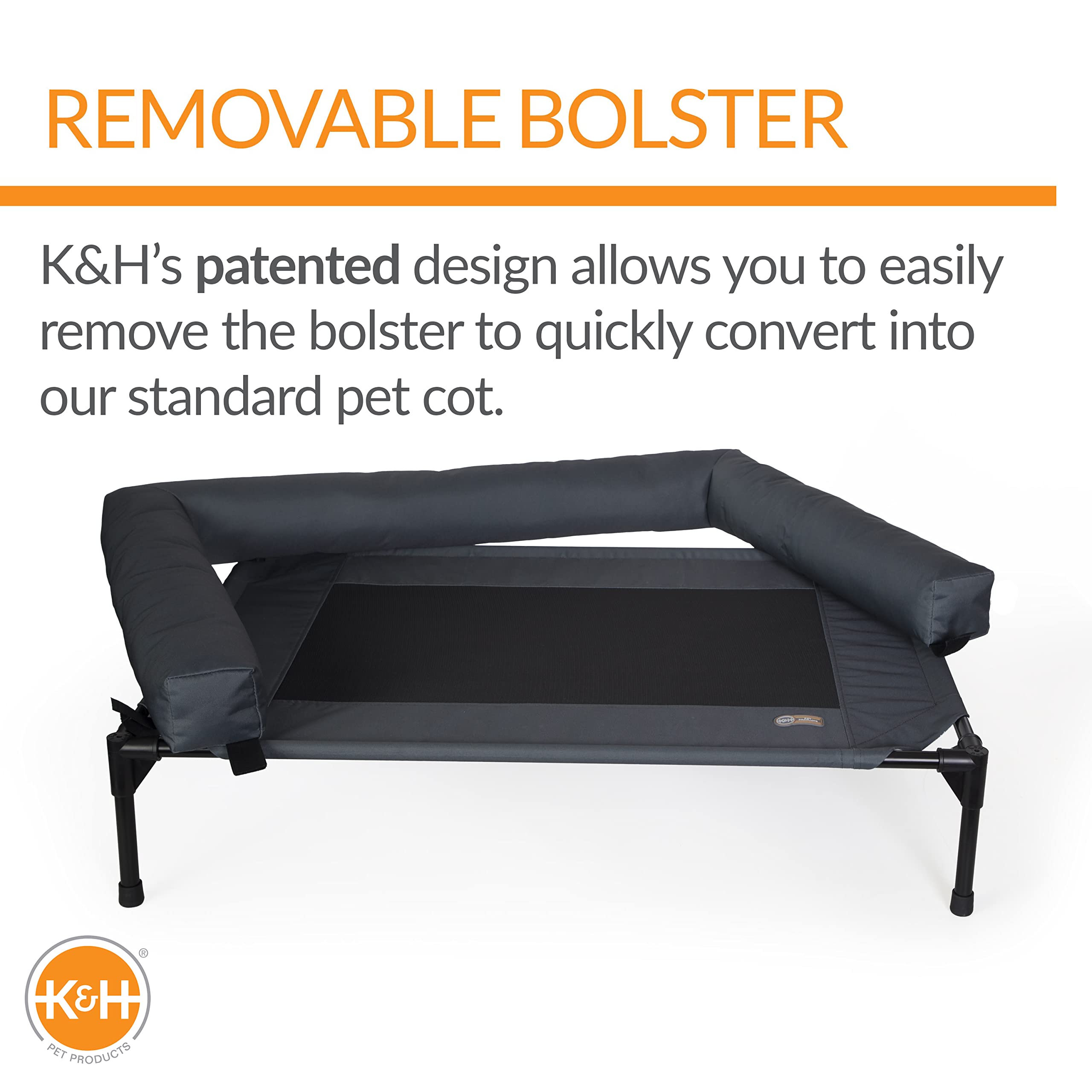 Cama elevada K&H con altura de 7 pulgadas para mantener al perro lejos del suelo.