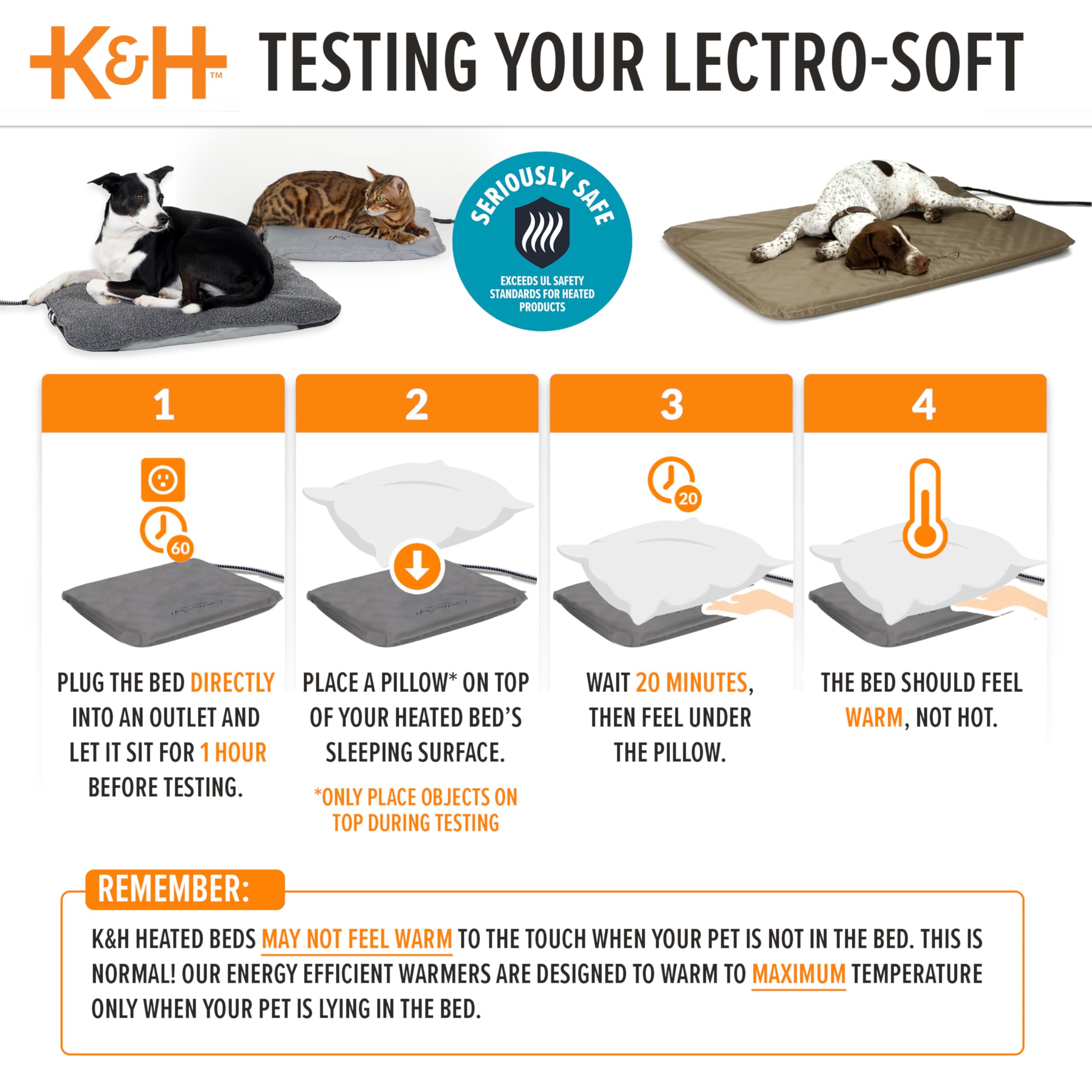 K&H Lectro-Soft diseño apto para uso interior y exterior.