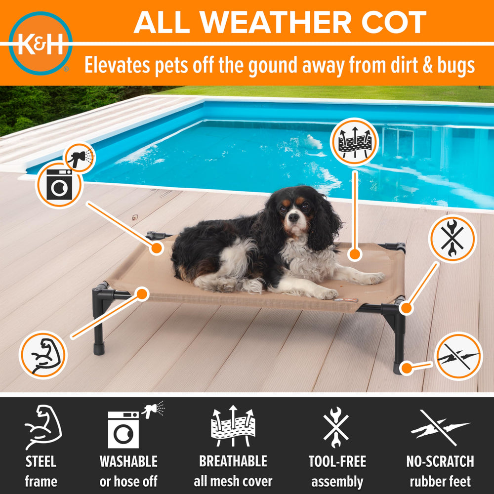 K&H Pet Products Cama de Malla Impermeable facilita secado y limpieza