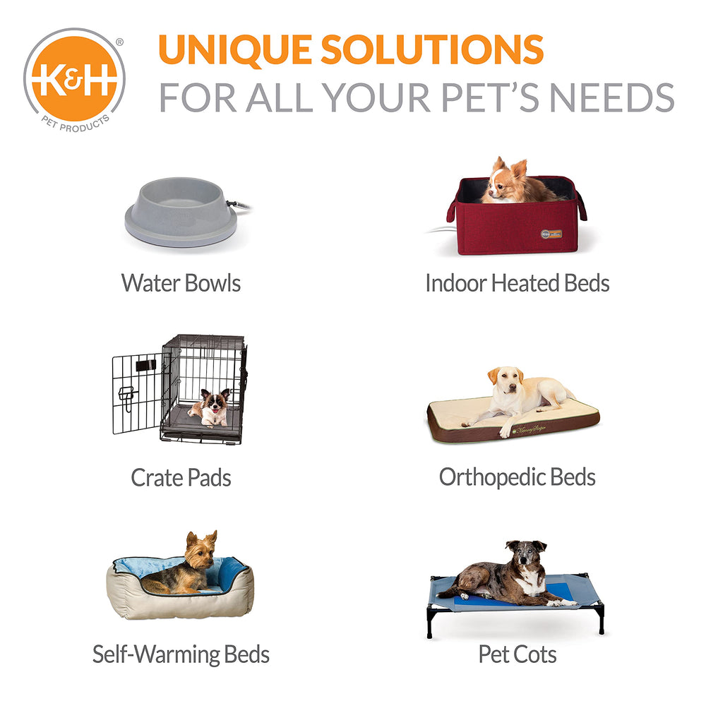 K&H Comfy Pet Cot con canopy opcional ofrece sombra.