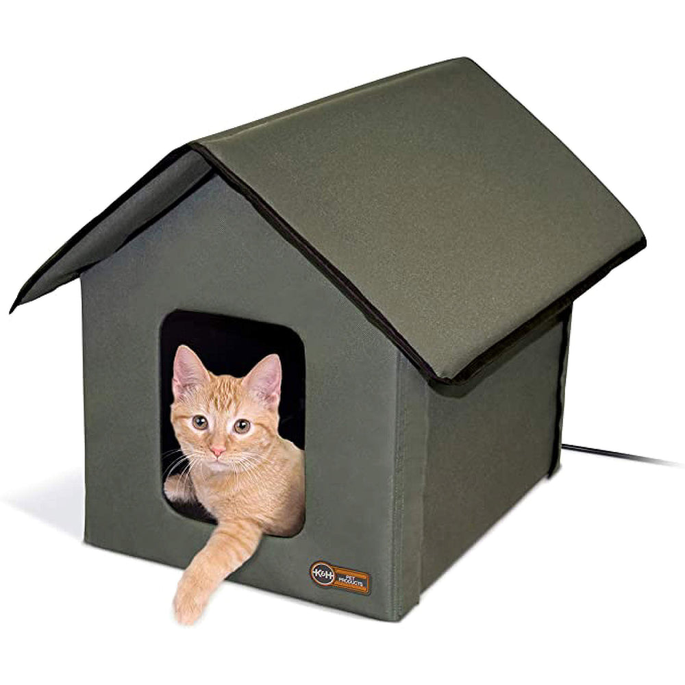 K&H Casa-gato-exterior-aislada, refugio cálido para gatos al aire libre