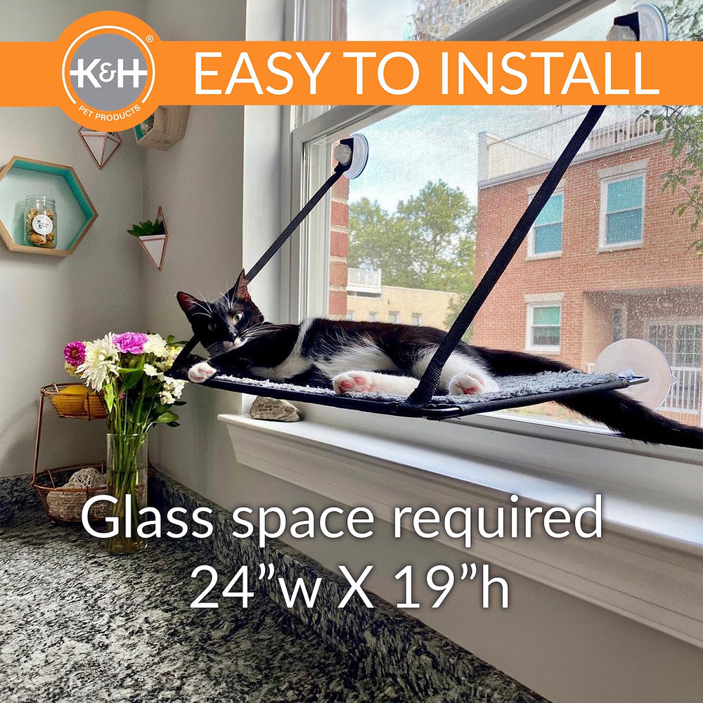 K&H Pet Products EZ Mount Cat Window Perch, sujeción segura para gatos grandes