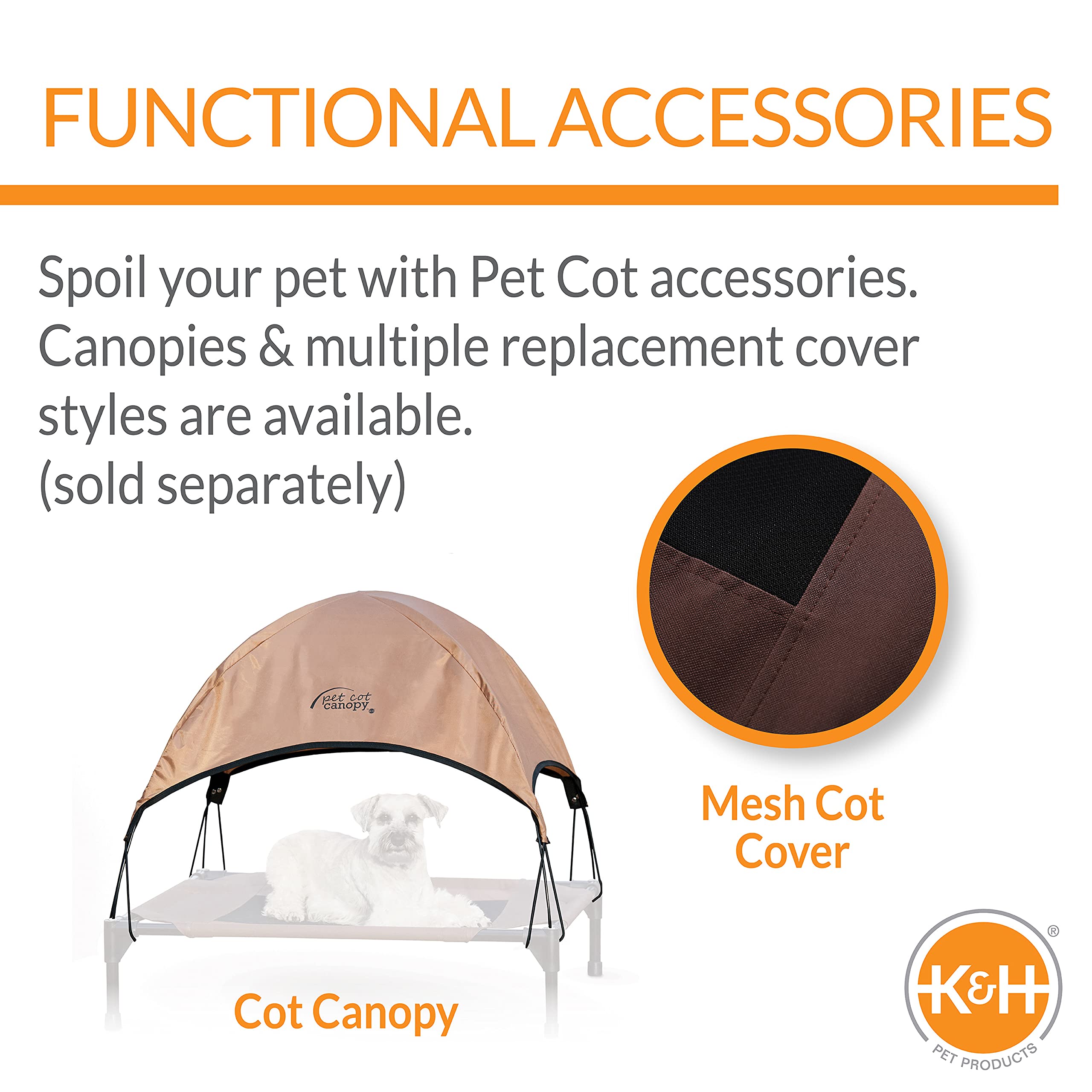 K&H Comfy Pet Cot funda removible y lavable para limpieza fácil.
