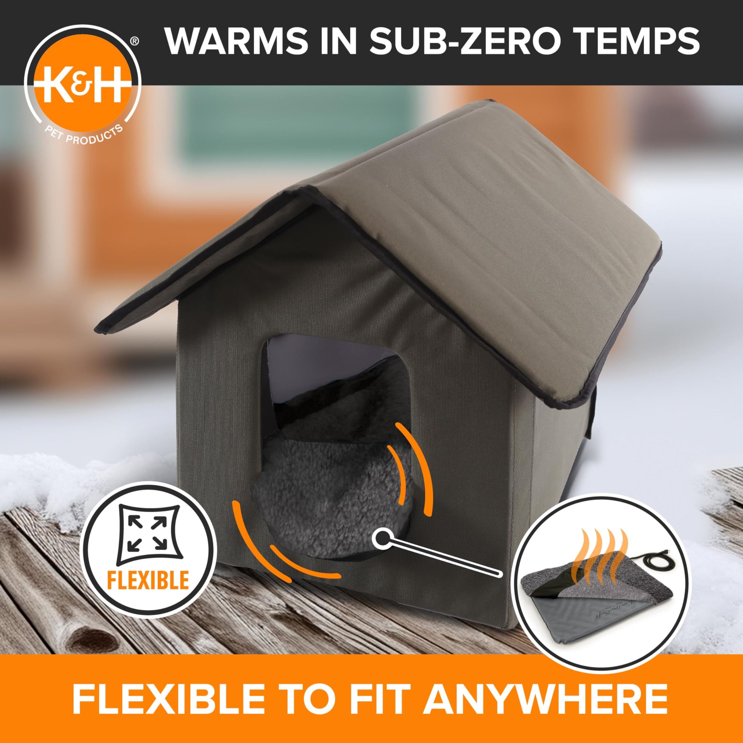 Lectro-Soft de K&H, cama calefactable con funda lavable para exterior.
