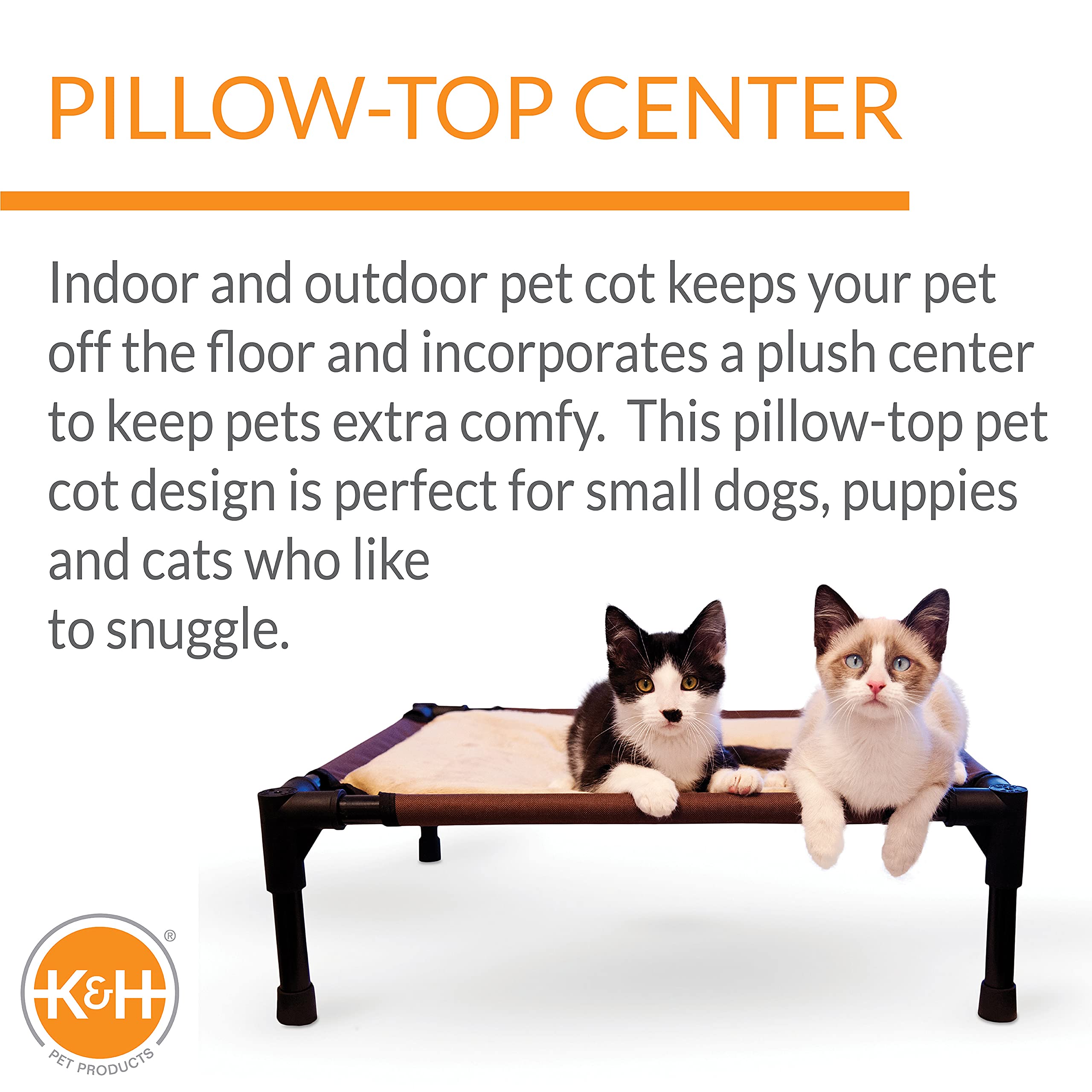 K&H Comfy Pet Cot con patas de goma antideslizantes protege suelos.
