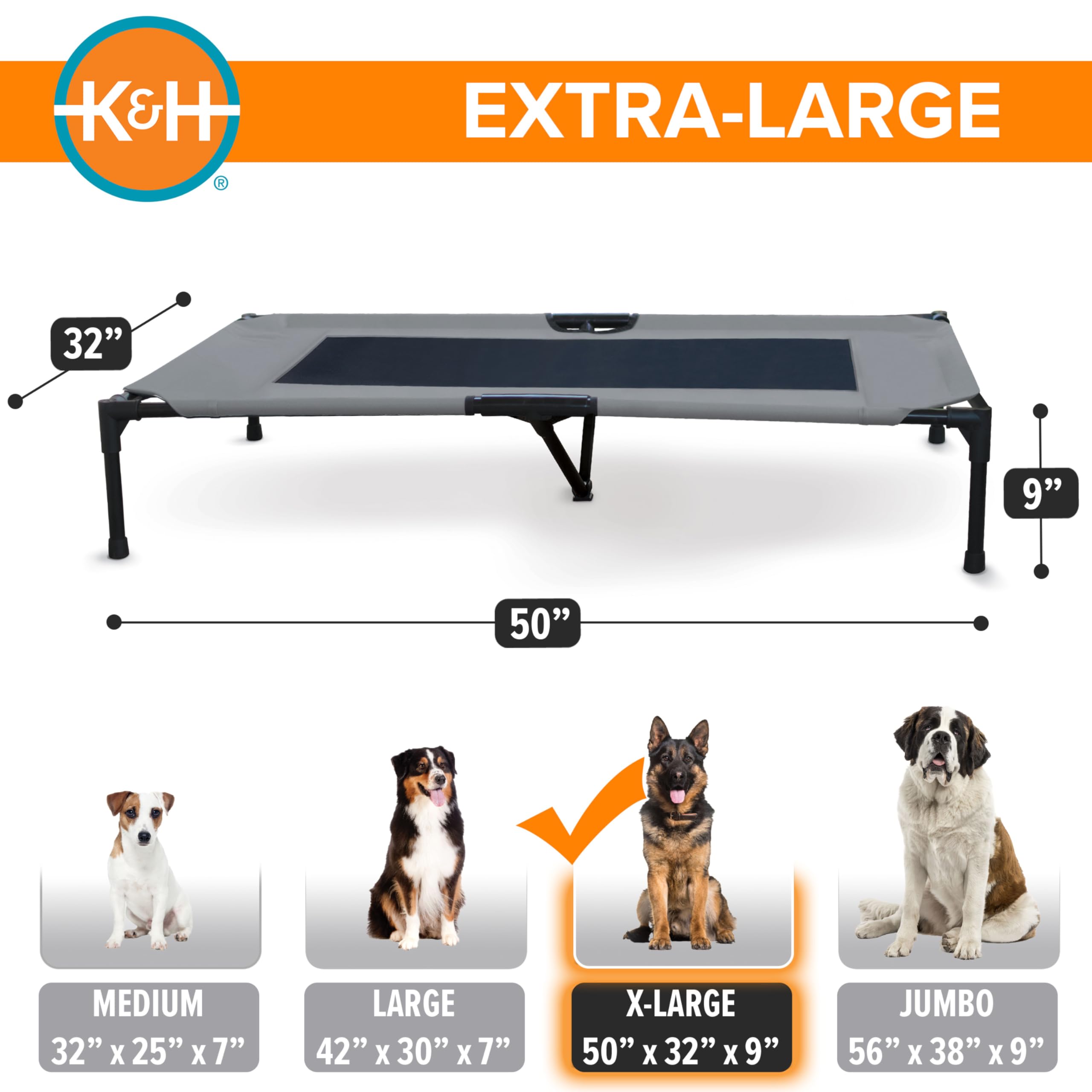 K&H Pet Products cama elevada plegable, fácil de montar y transportar.