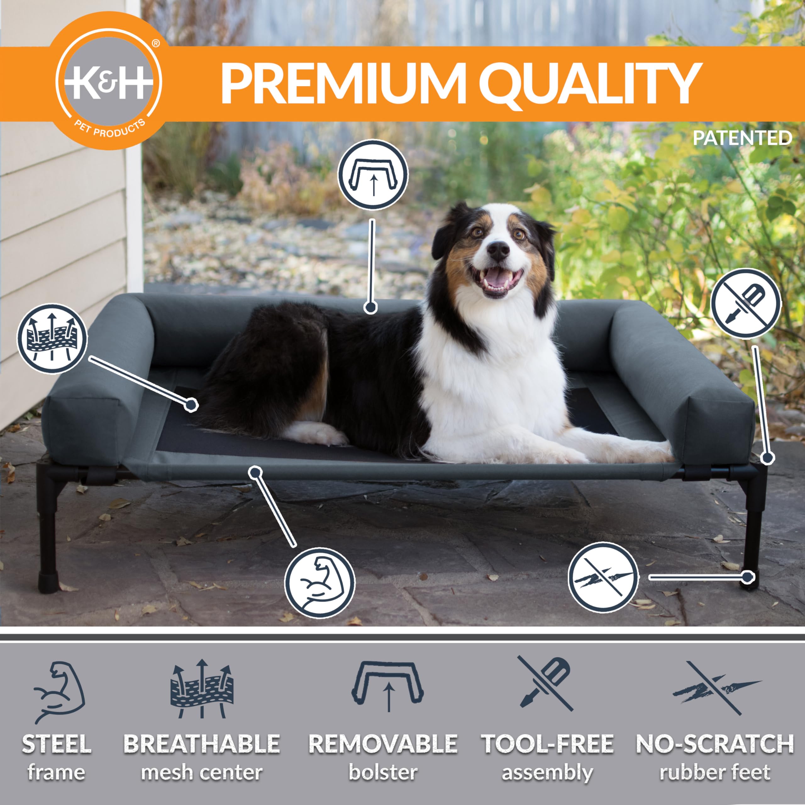 K&H Pet Products cama perrera elevada de 7 pulgadas para mantener fresco al perro.