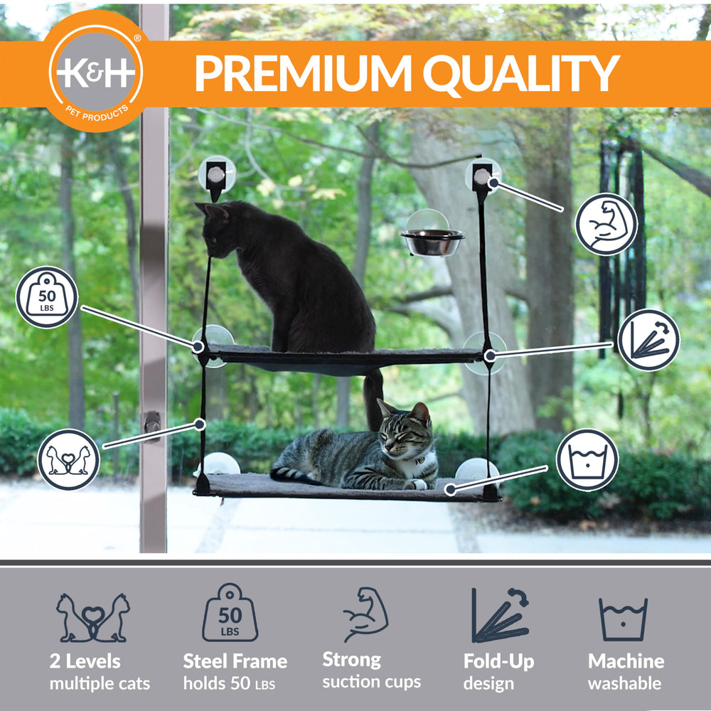 K&H EZ Mount Doble Pila Silla Ventana Gato 2: vista exterior desde altura.