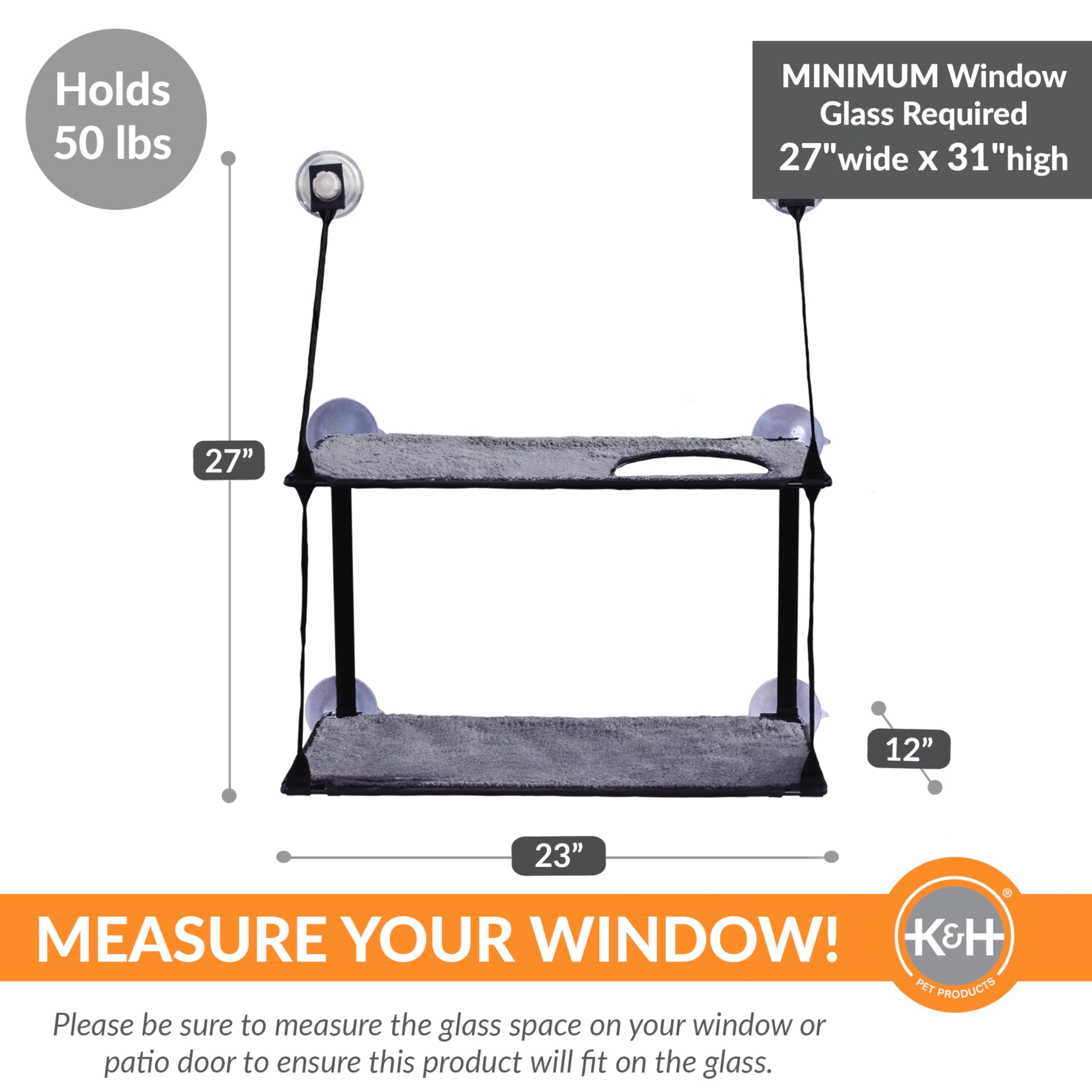 K&H EZ Mount Doble Pila Silla Ventana Gato 5: soporte 50 lb con seguridad.