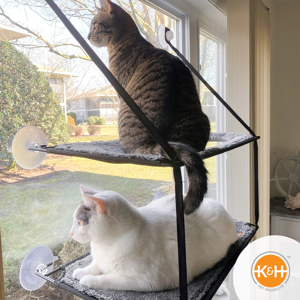 K&H EZ Mount Doble Pila Silla Ventana Gato 8: cojín suave en cada nivel.
