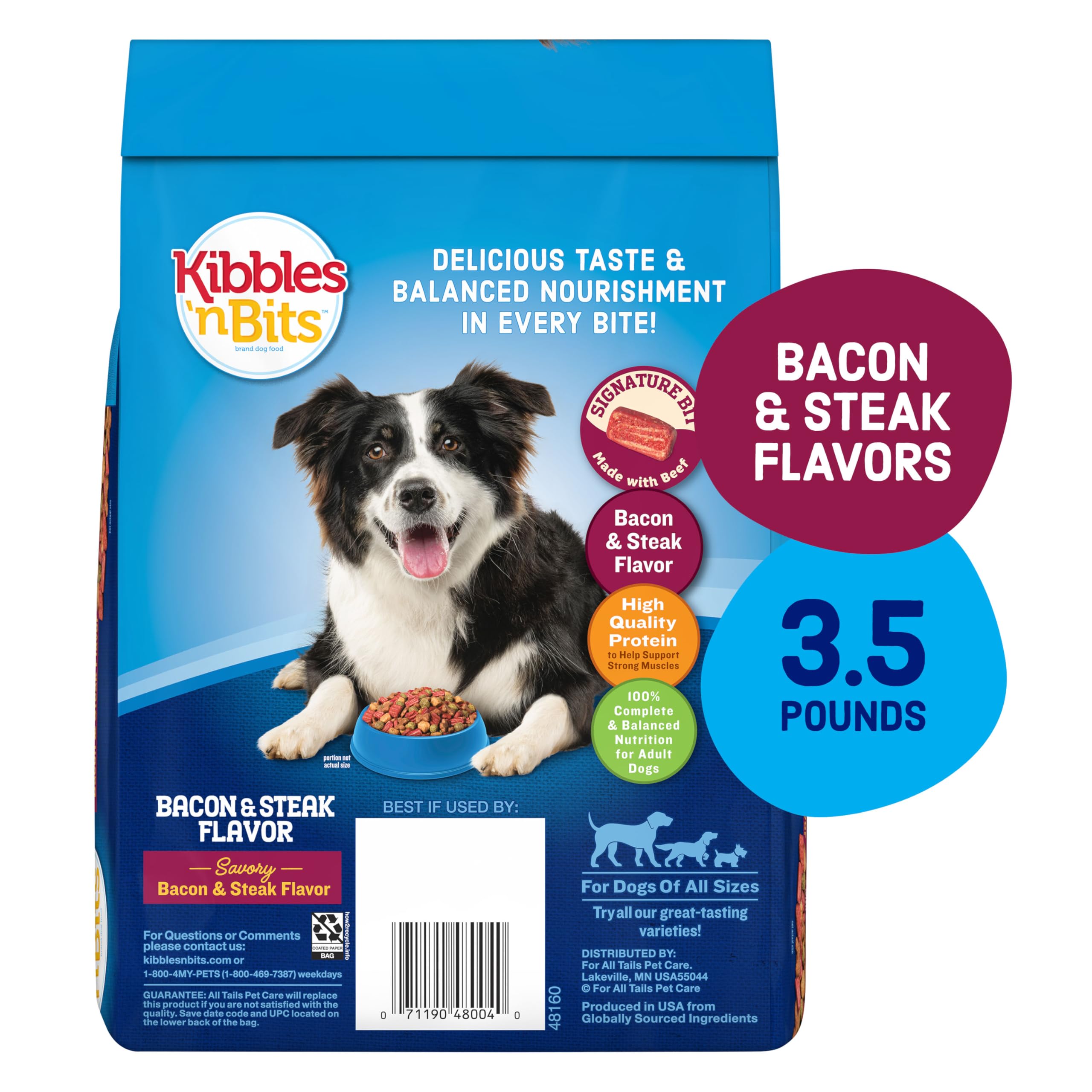Kibbles n Bits crujientes bocados muestran textura sabrosa para perro activo.
