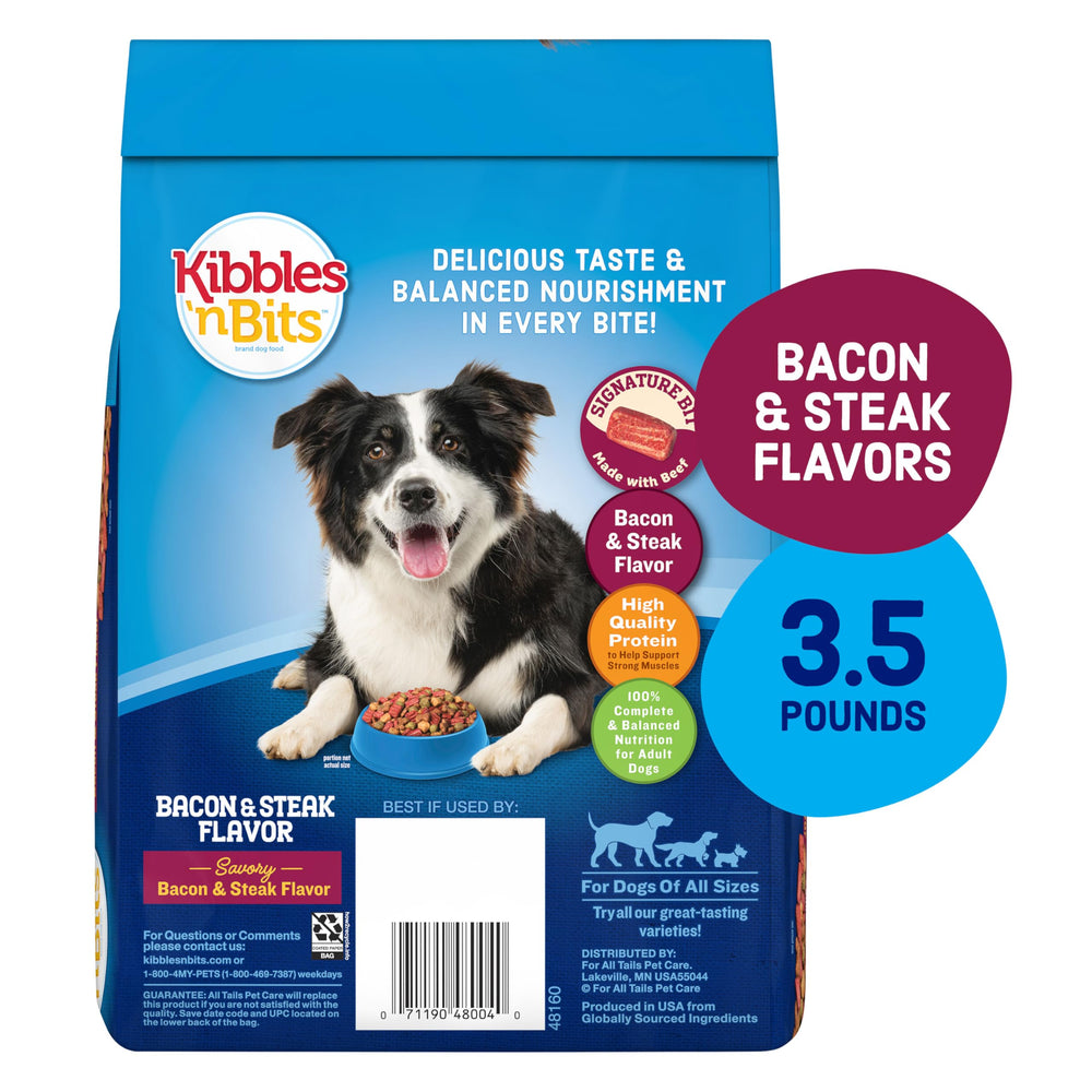 Kibbles n Bits crujientes bocados muestran textura sabrosa para perro activo.