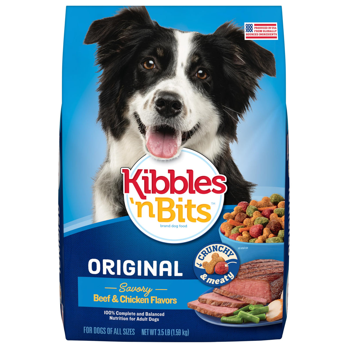 Kibbles ’n Bits Original, bolsa de 3,5 libras para alimentación diaria.