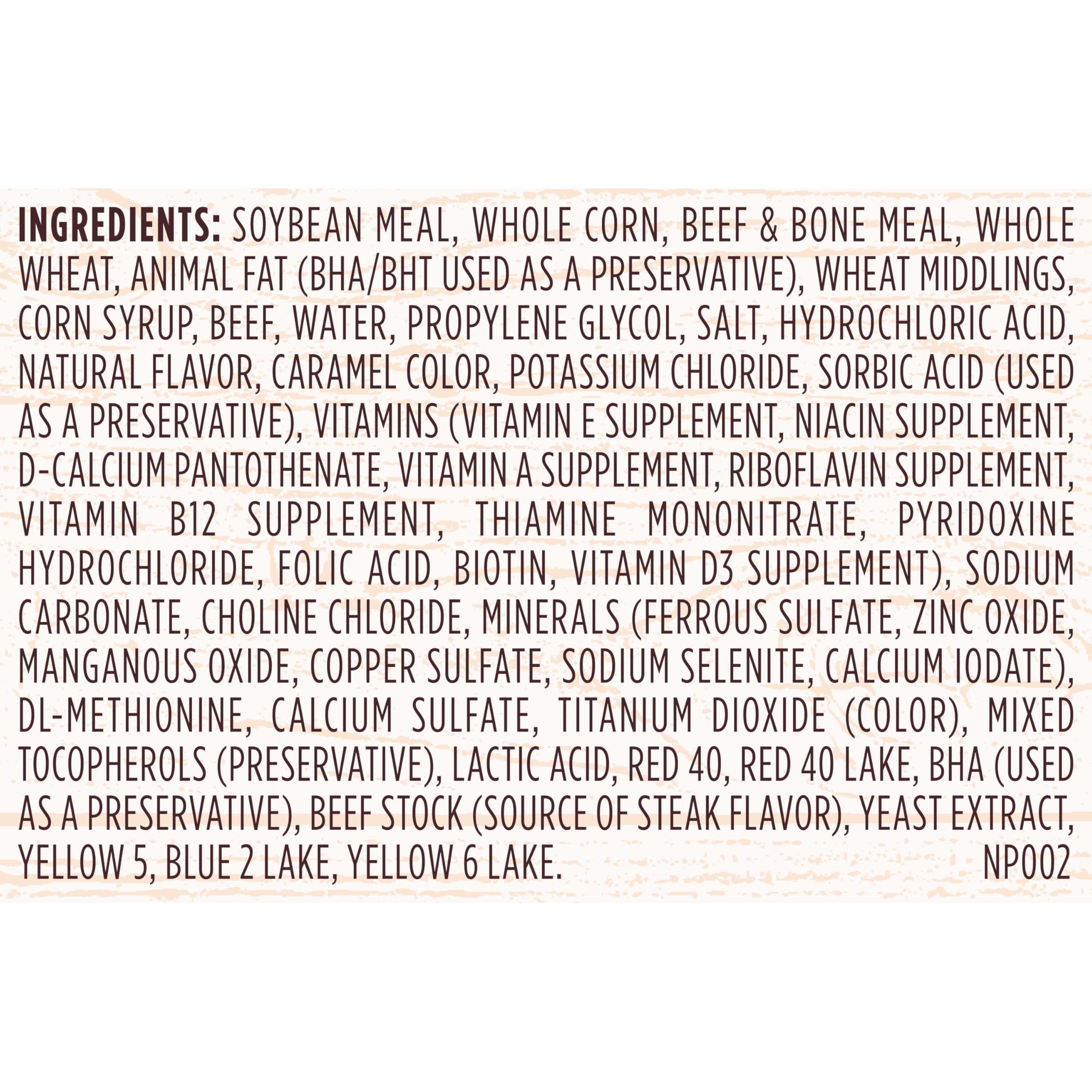 Kibbles 'n Bits Triple Steak adult dog meal suitable for all sizes.