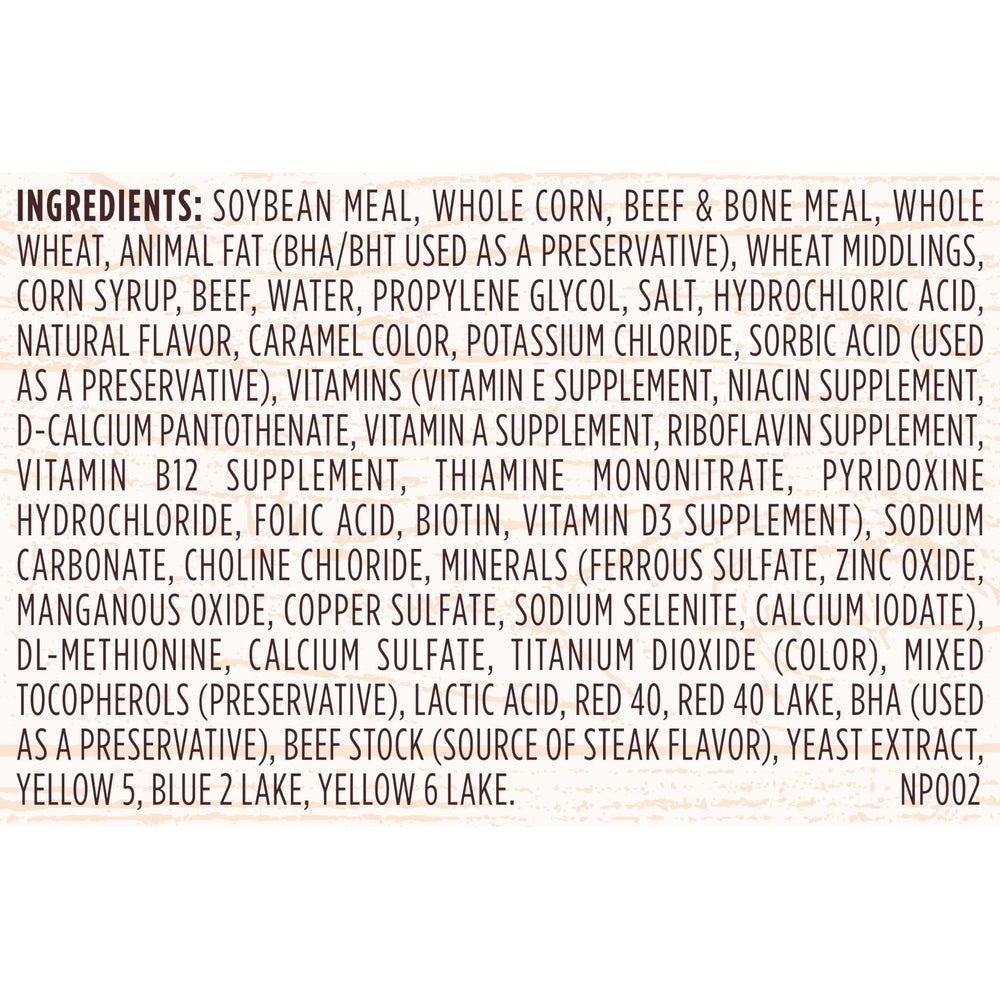 Kibbles 'n Bits Triple Steak adult dog meal suitable for all sizes.