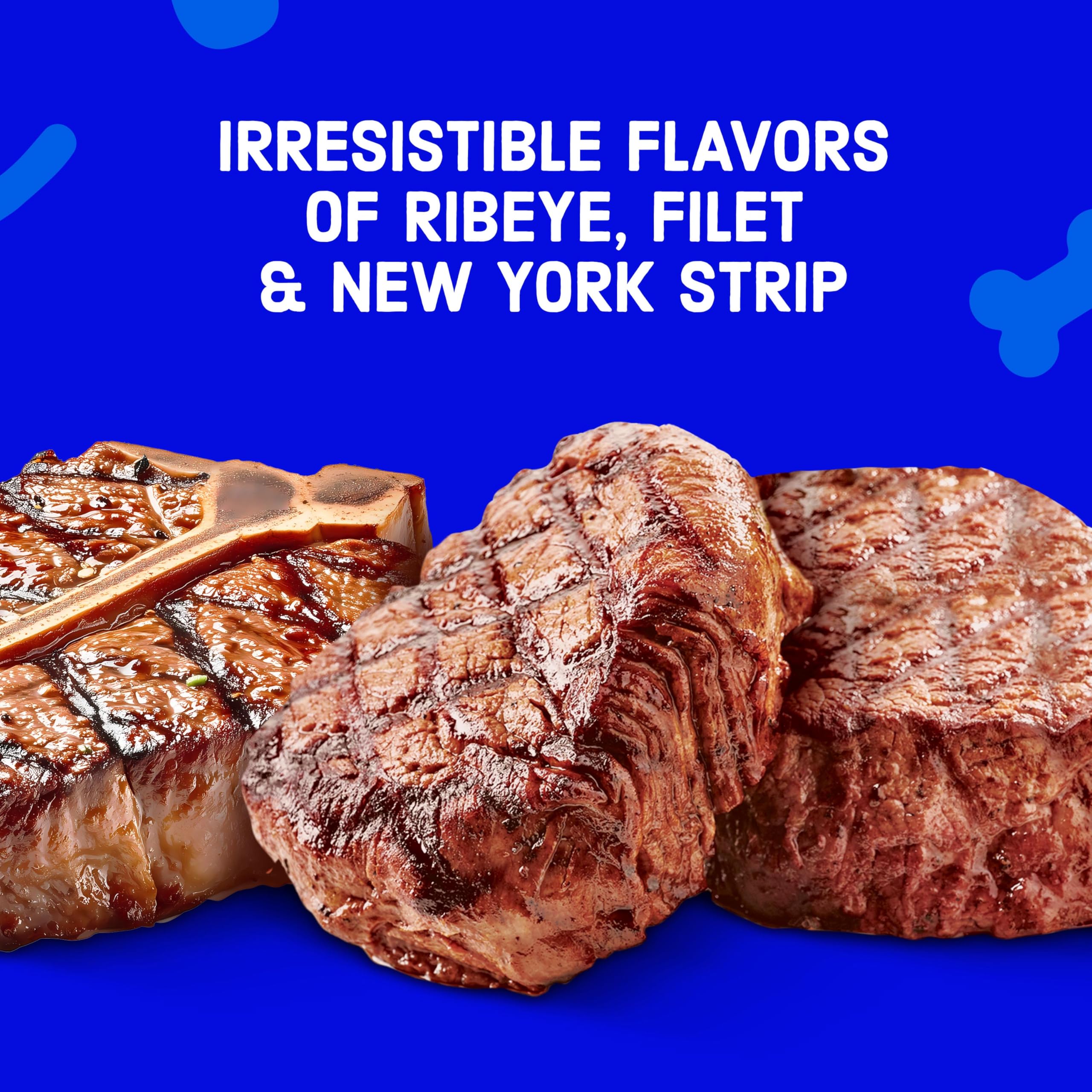 Kibbles 'n Bits Triple Steak close-up reveals crunchy kibble texture.