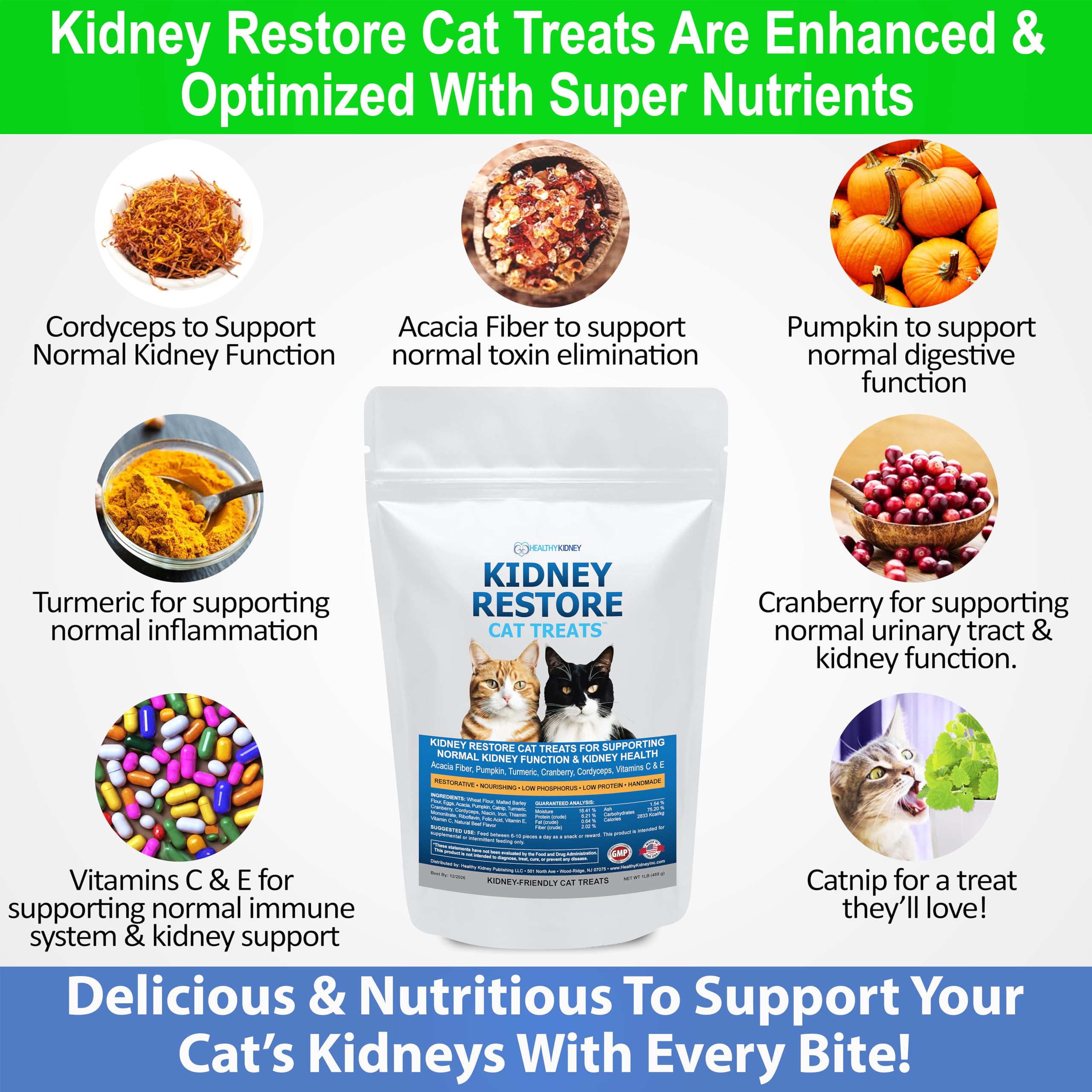 Kidney Restore: gato consumiendo el tratamiento, snack sabroso para dieta renal.