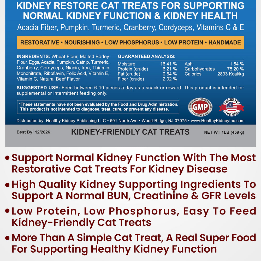 Kidney Restore: ingredientes clave cúrcuma y arándano para apoyo renal.