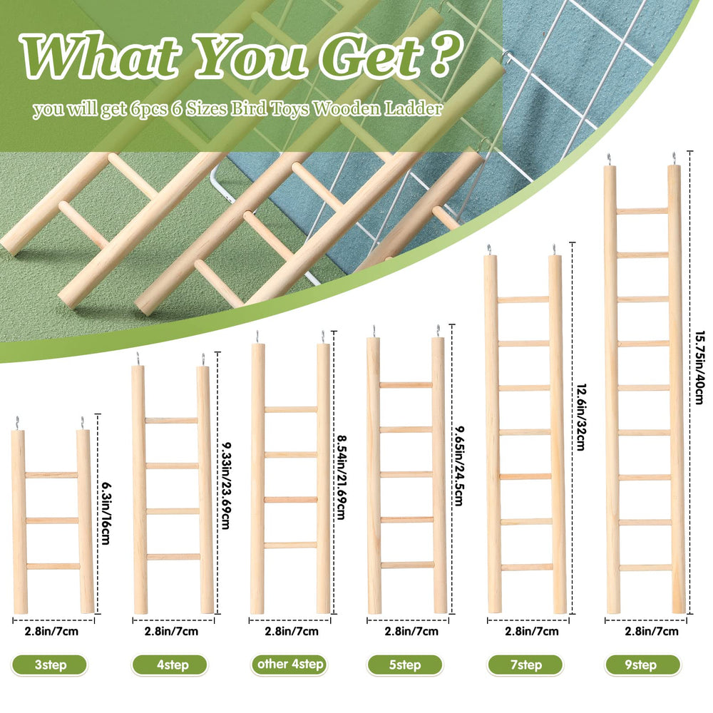 Kigeli escalera de madera para aves, ganchos de acero inoxidable fáciles de fijar.