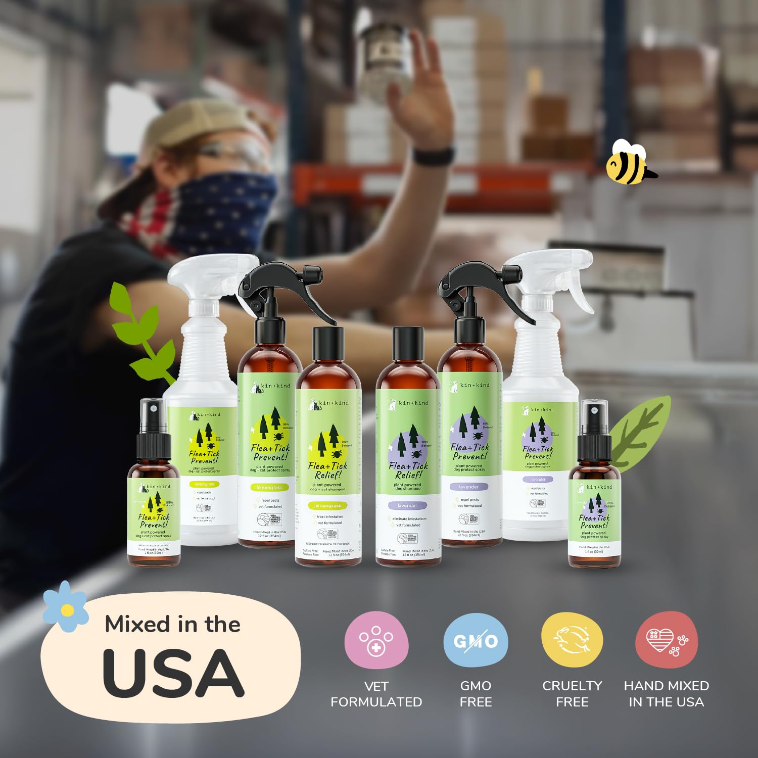 Producto en envase práctico de kin-kind para champú de perros