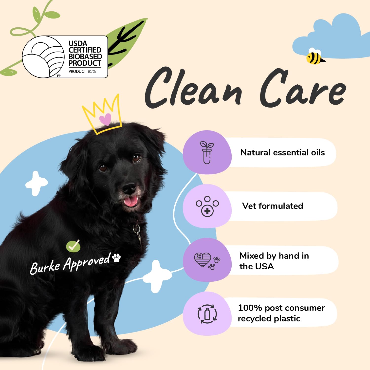 Kit Kin-kind champú y spray para perros, cuidado suave del pelaje