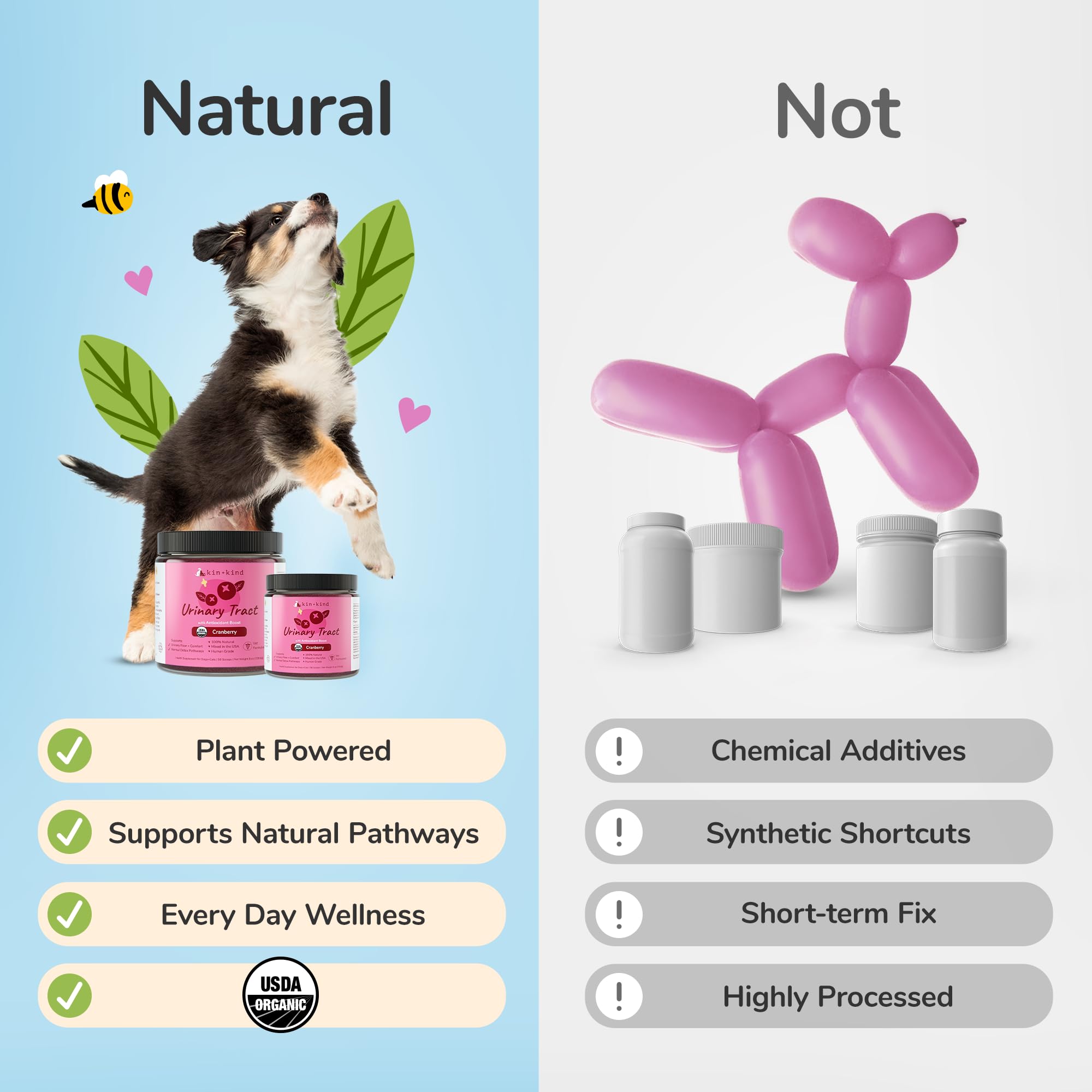 kin-kind suplementos mascotas diente-leon: ayuda natural al flujo urinario