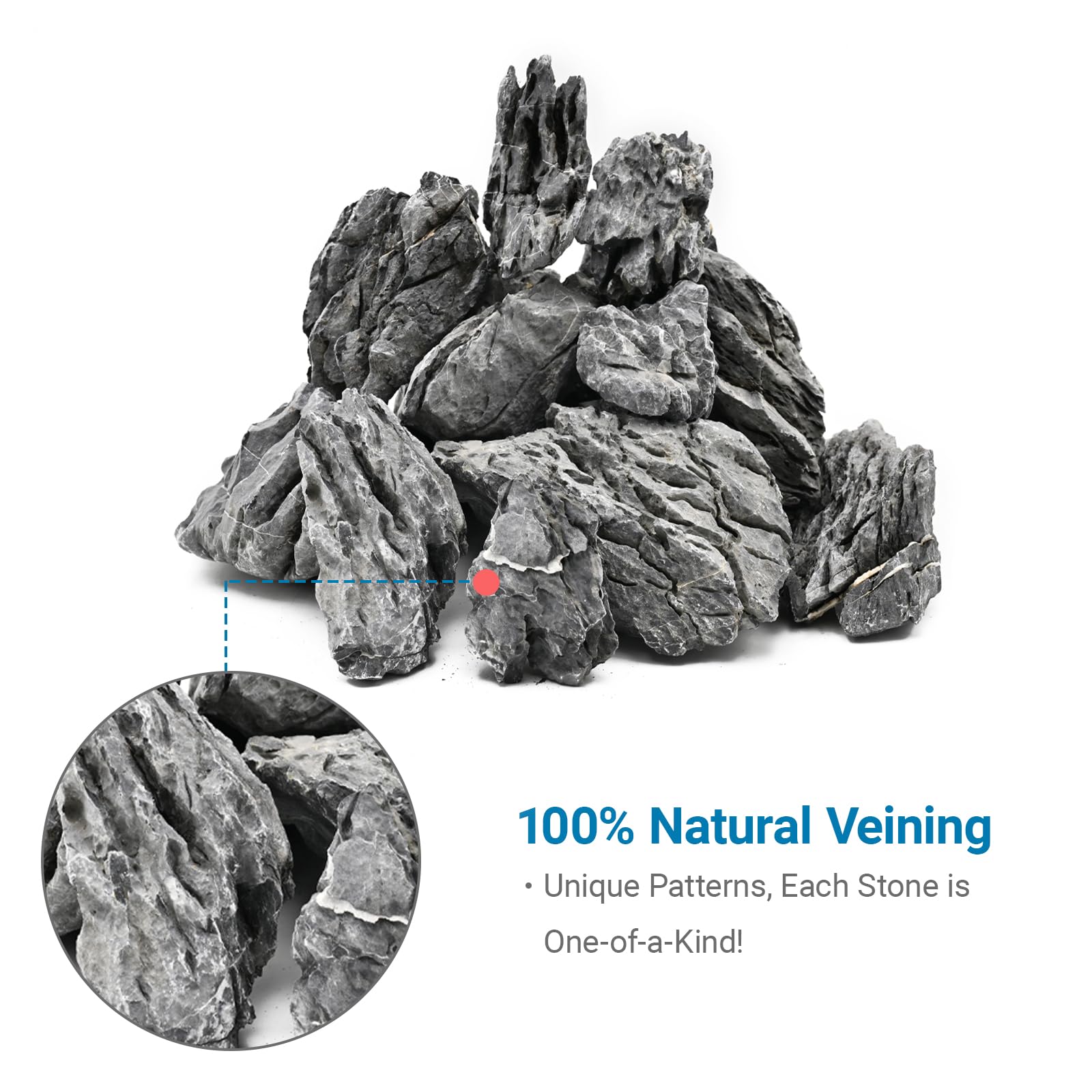 Kingrui piedra natural Seiryu para acuario, resistente al agua y fácil de limpiar