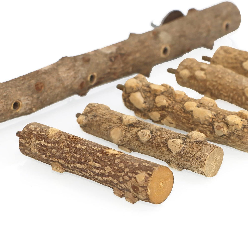 KINTOR percha natural para aves medianas, promueve ejercicio y exploración.